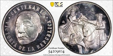 (1967)-Mo Medal Grove-965a Ag Centennial of the Republic MS64