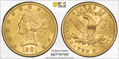 1901 $10 AU58