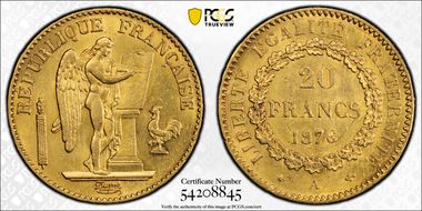 1876-A 20 Fr Gad-1063 F-533 MS63