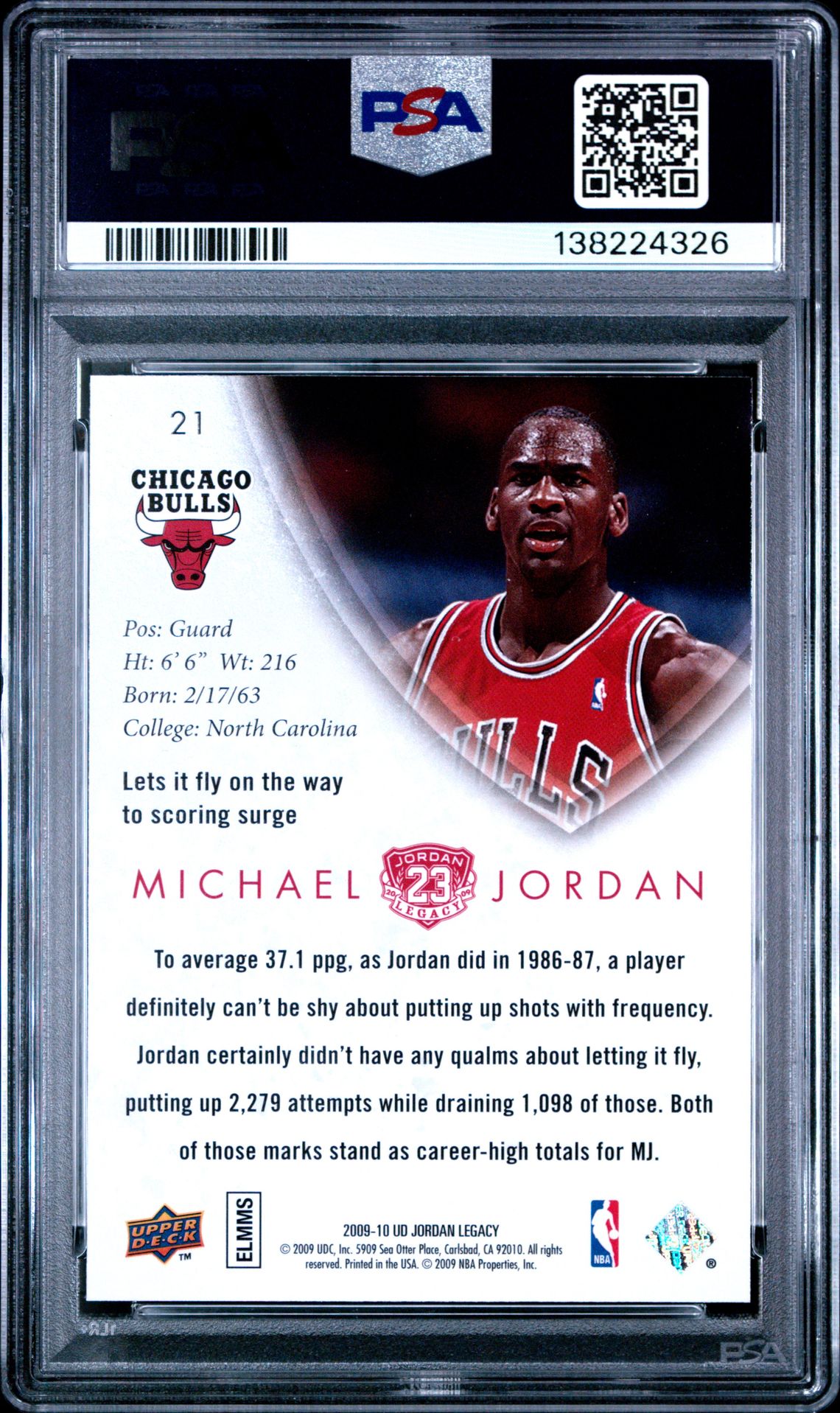2009 Upper Deck Jordan Legacy Gold Michael Jordan #21 (Gold) Mint 9 back