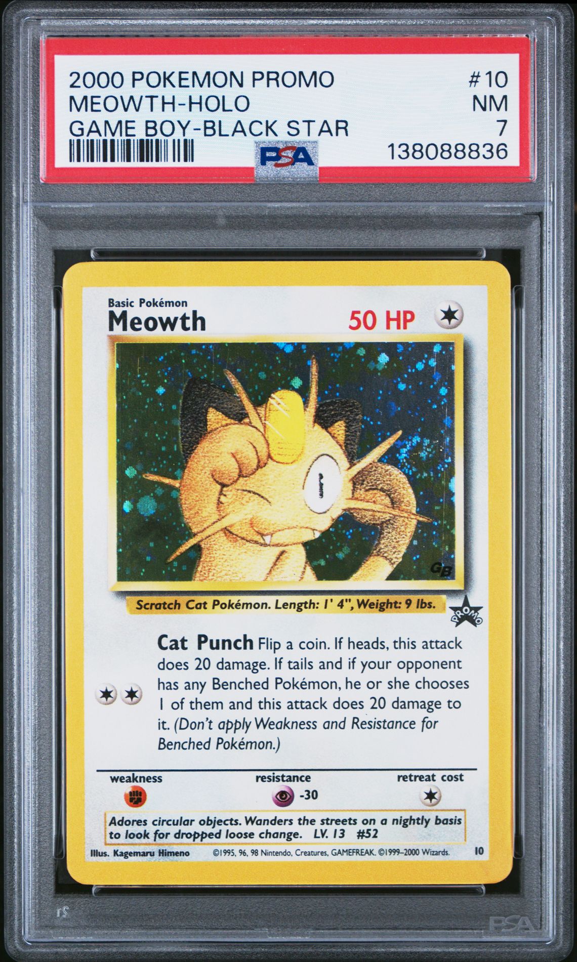 2000 Pokemon POKEMON PROMO BLACK STAR GAME BOY-BLACK STAR #10 Meowth-Holo front