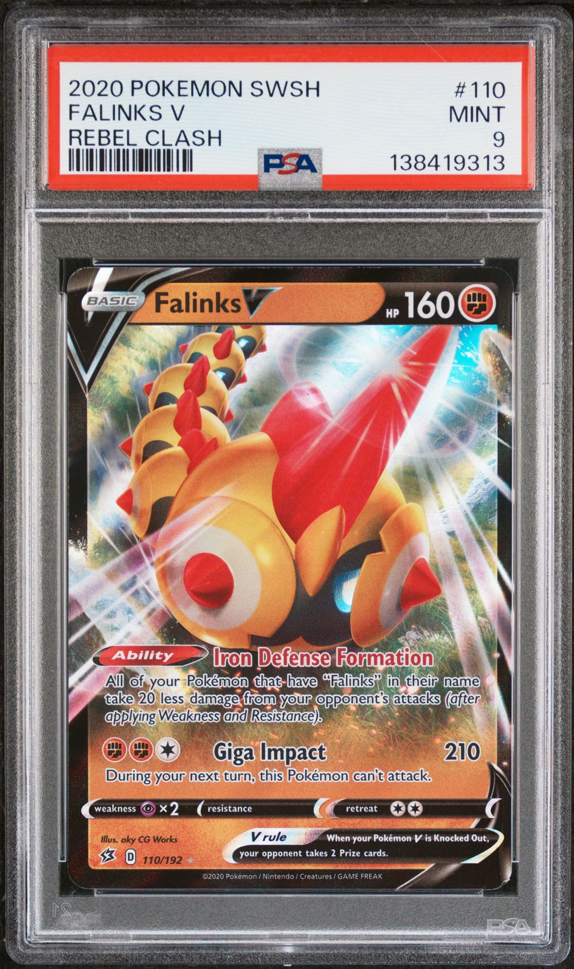 2020 Pokemon POKEMON SWORD & SHIELD REBEL CLASH #110 Falinks V front