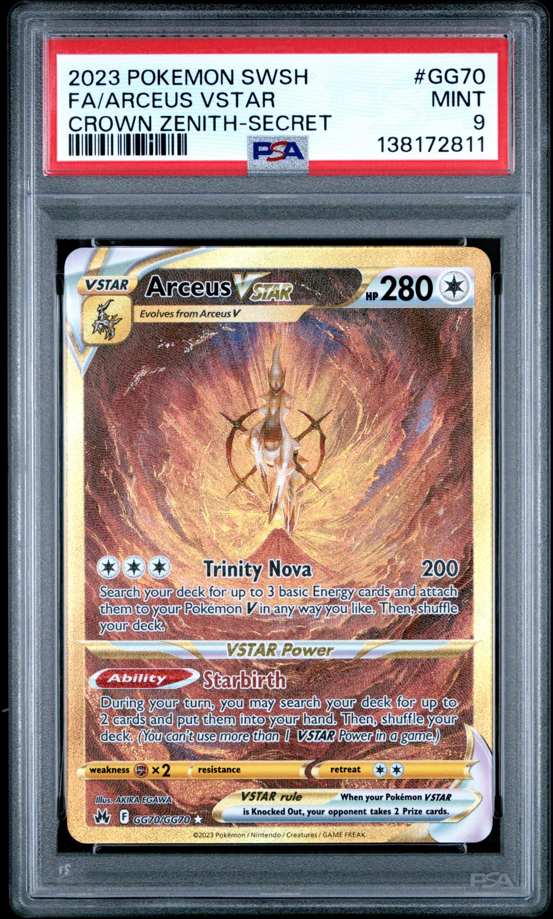 2023 Pokemon Sword And Shield Crown Zenith Fa/Arceus Vstar #Gg70 (Crown Zenith-Secret) Mint 9 front