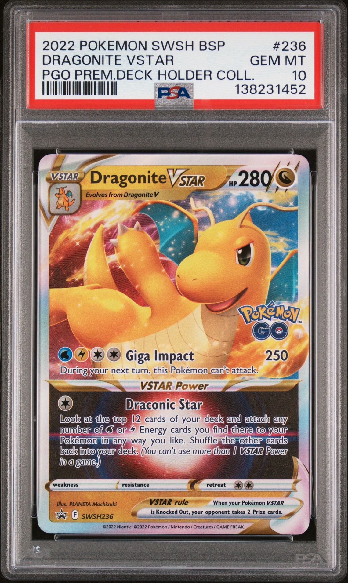 2022 Pokemon PGO PREM.DECK HOLDER COLL. #236 Dragonite VSTAR front