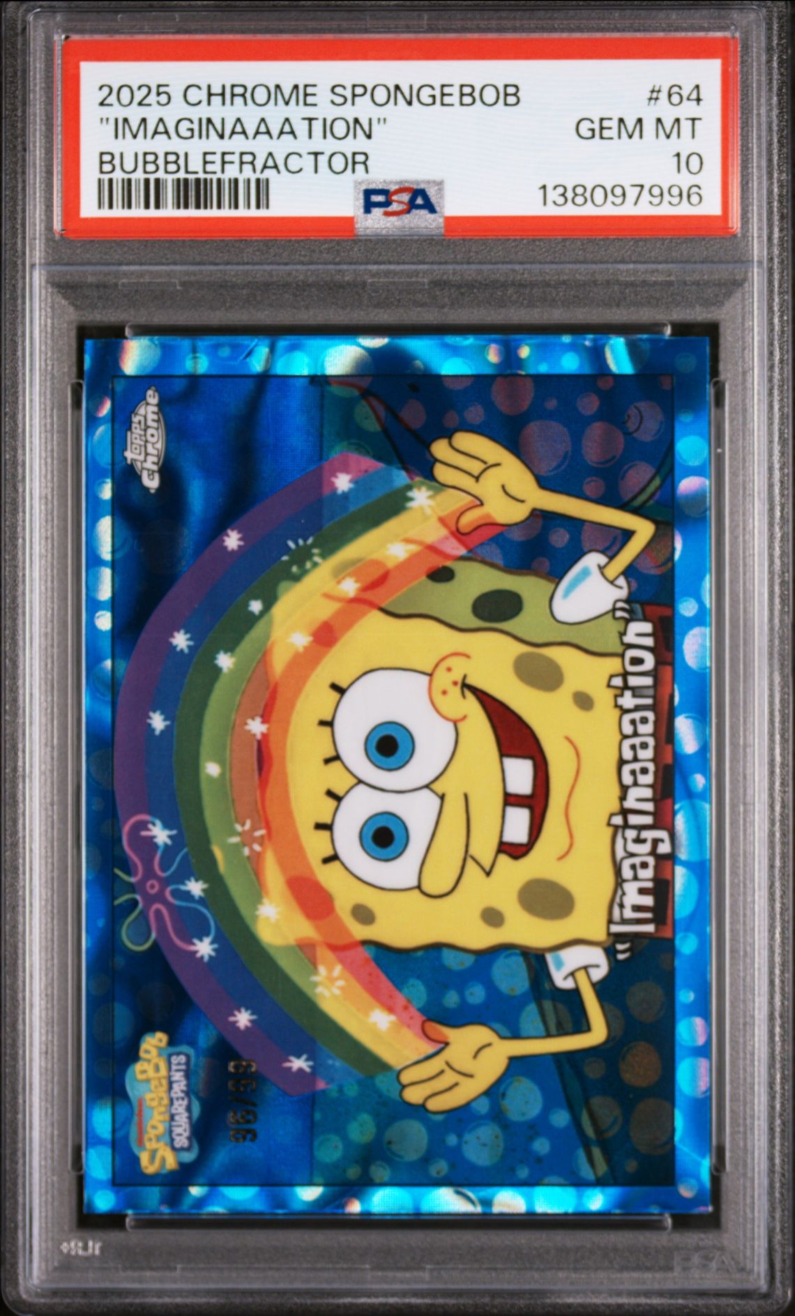 2025 Topps Chrome TOPPS CHROME SPONGEBOB 25TH ANNIVERSARY BUBBLEFRACTOR #64 "Imaginaaation" front