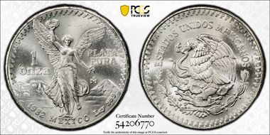 1982-Mo Onza Libertad Ag MS67