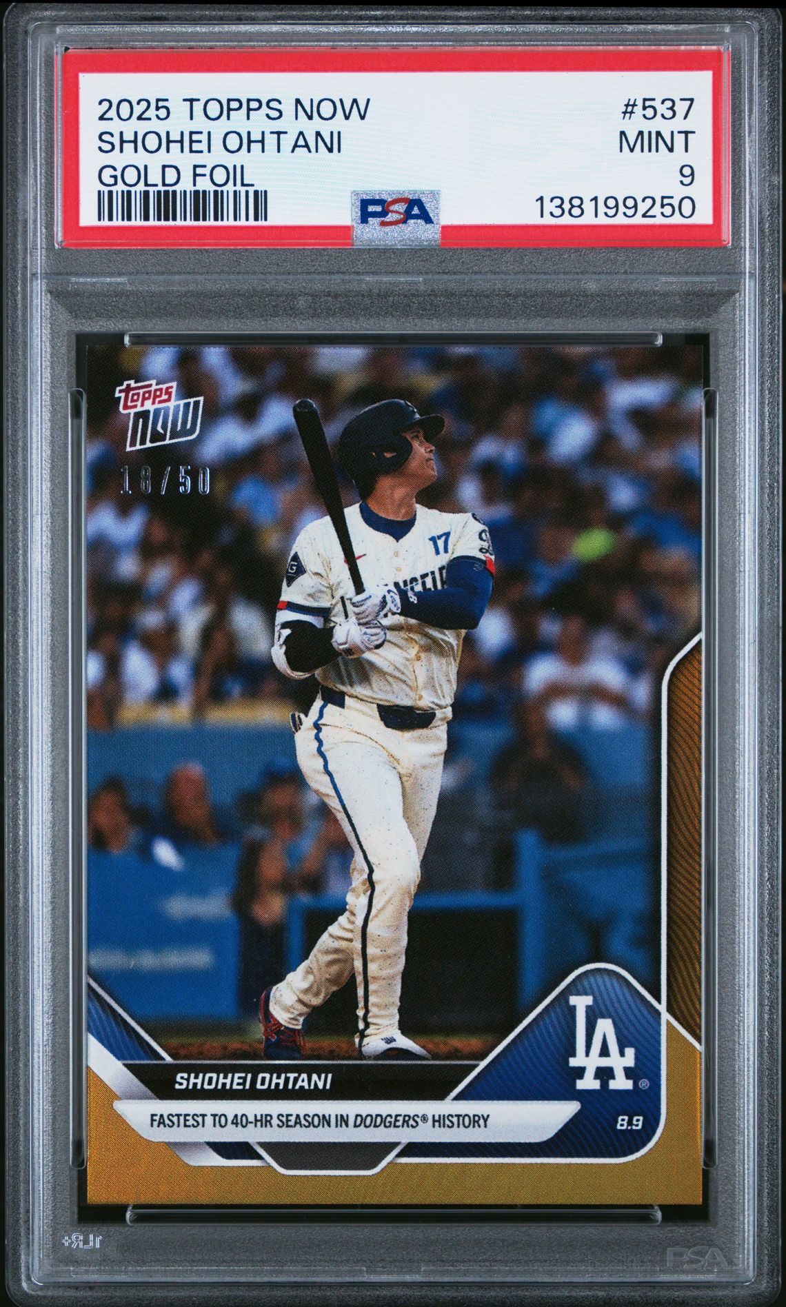 2025 Topps TOPPS NOW GOLD FOIL #537 Shohei Ohtani front