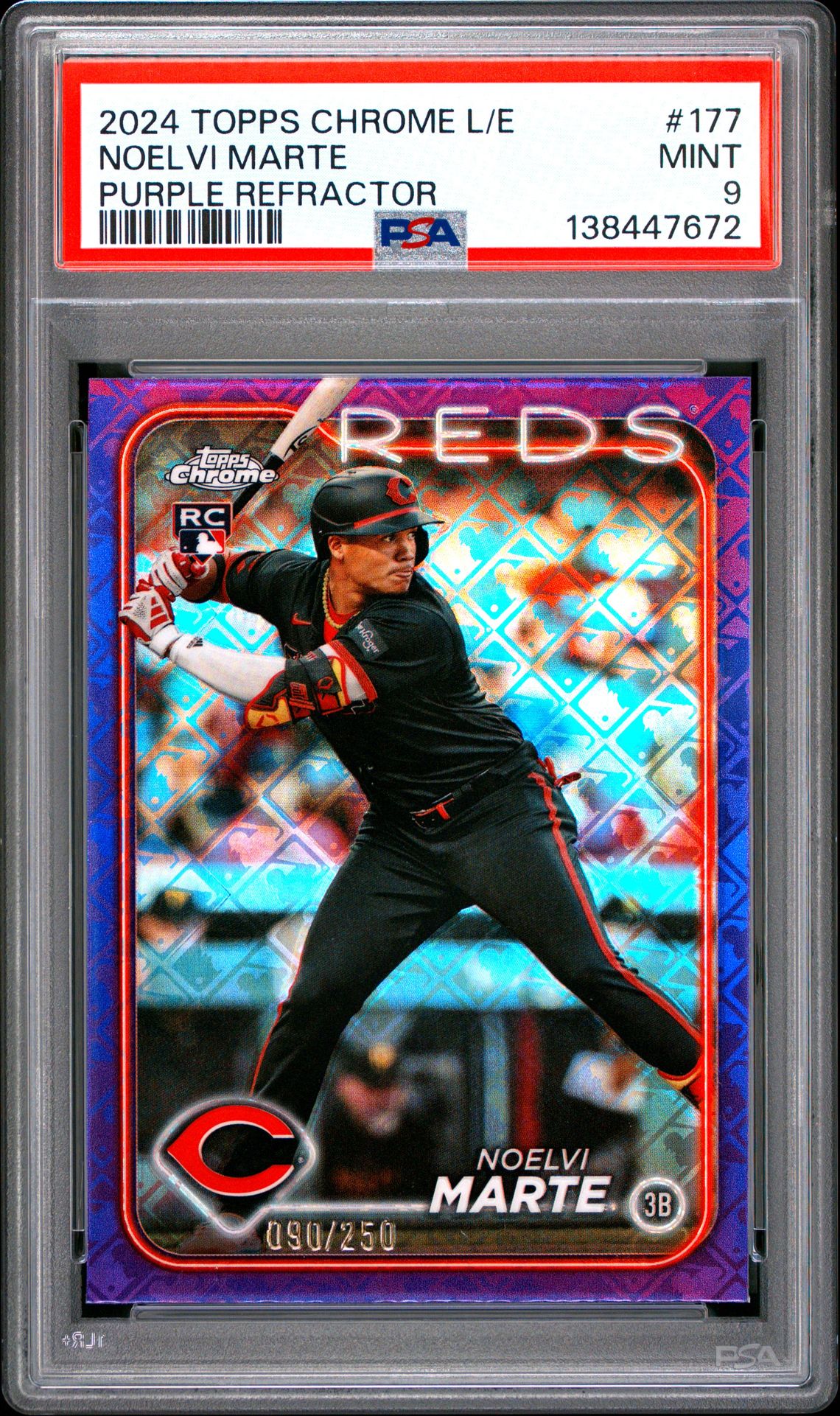 2024 Topps TOPPS CHROME LOGOFRACTOR EDITION Purple Refractor #177 Noelvi Marte front