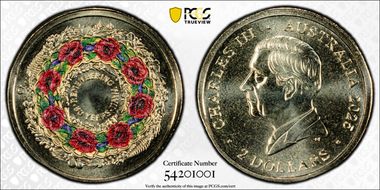 2025-C $2 Remembering WWII Colorized Al-Br MS70