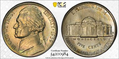 1939-S 5C Reverse of 1938 MS64