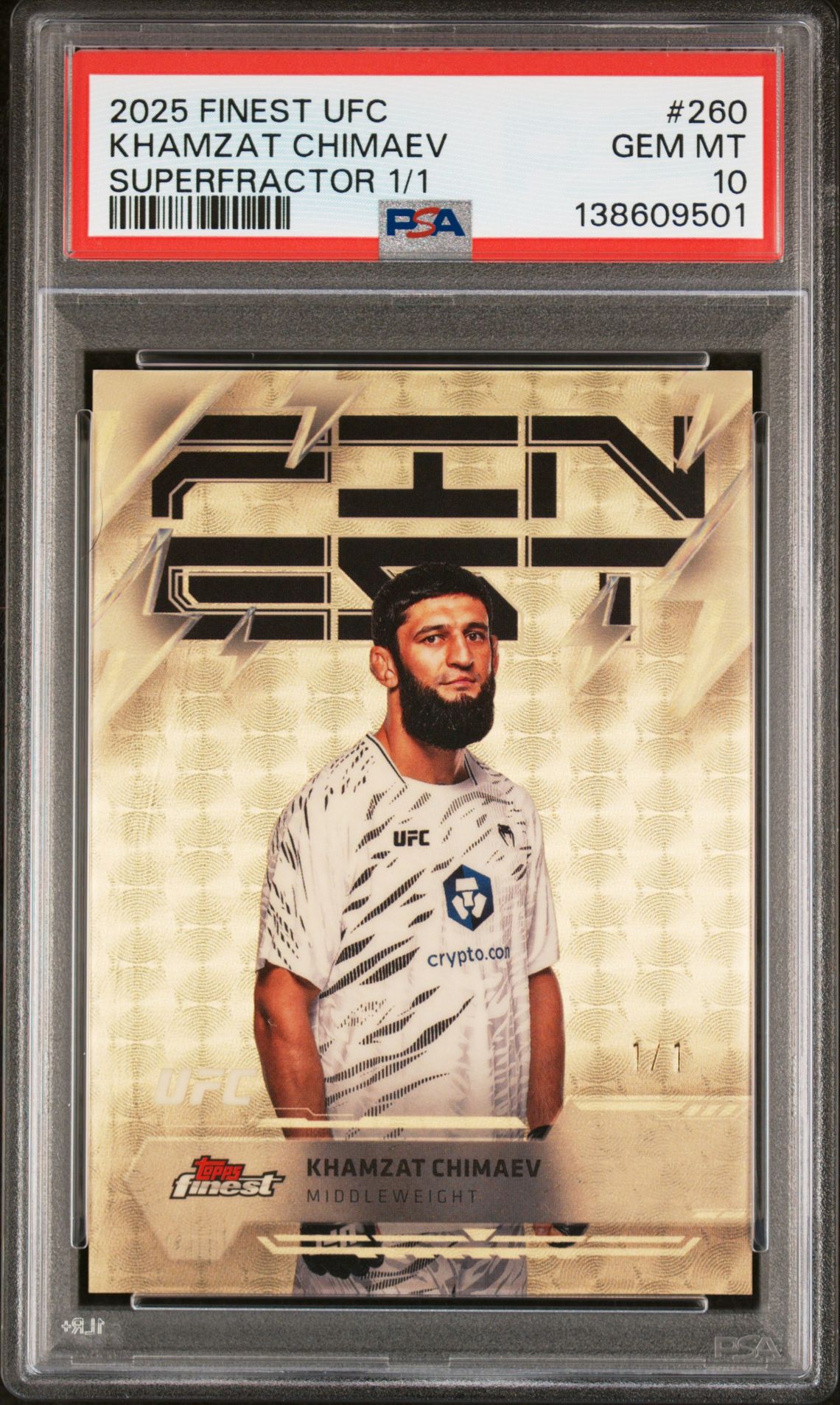 2025 Topps TOPPS FINEST UFC Superfractor #260 Khamzat Chimaev front