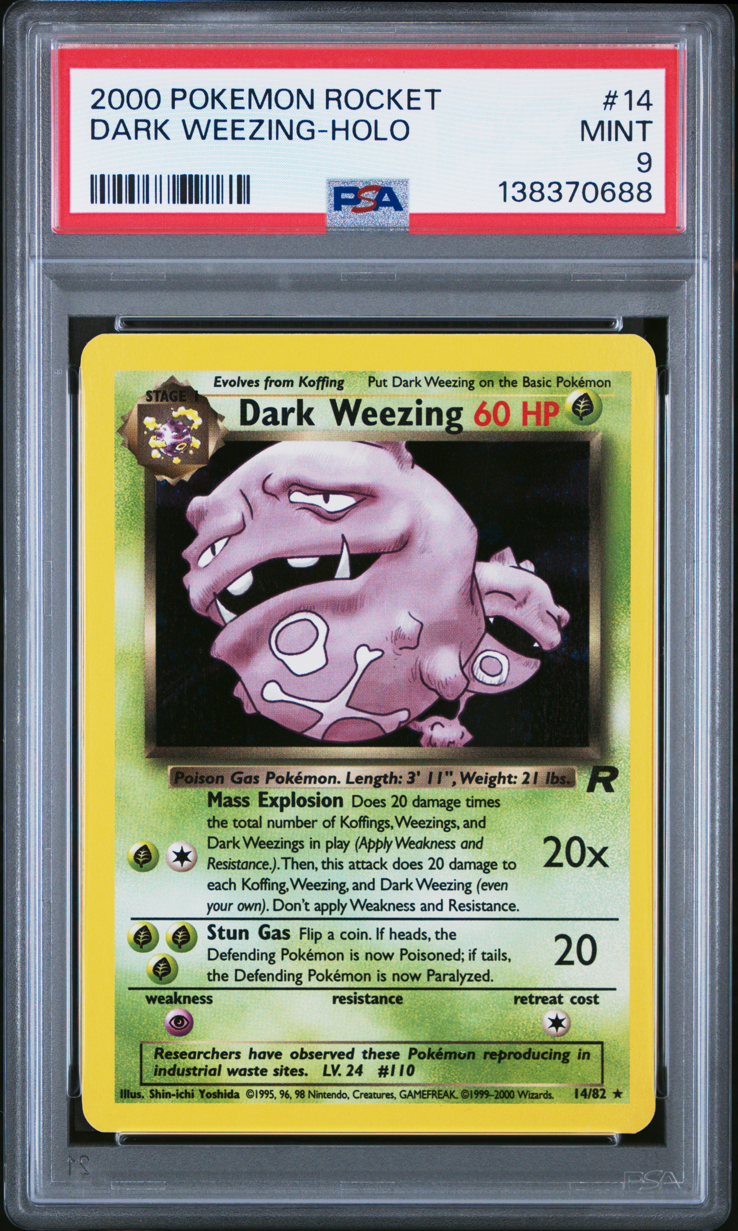 2000 #14 Dark Weezing-Holo PSA 9 Rocket Pokemon