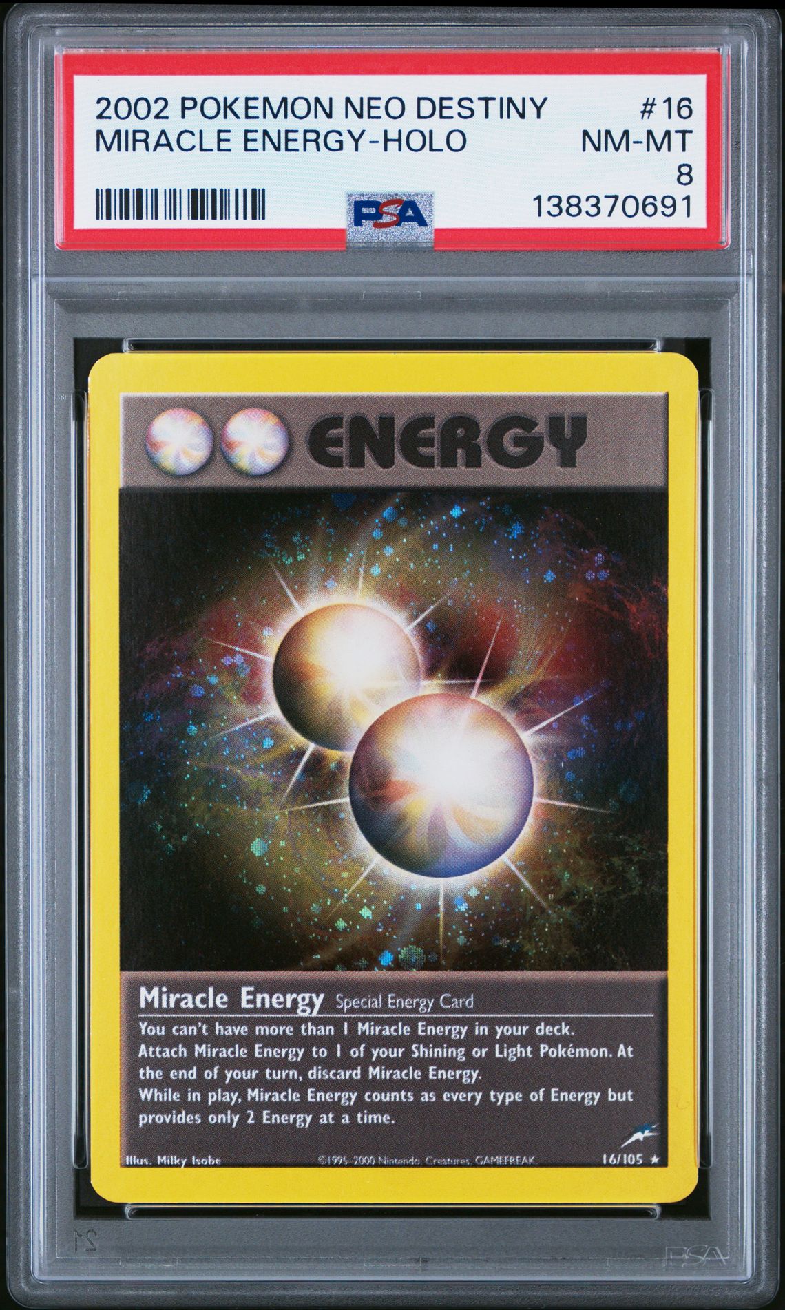2002 Pokemon POKEMON NEO DESTINY Holo #16 Miracle Energy-Holo front
