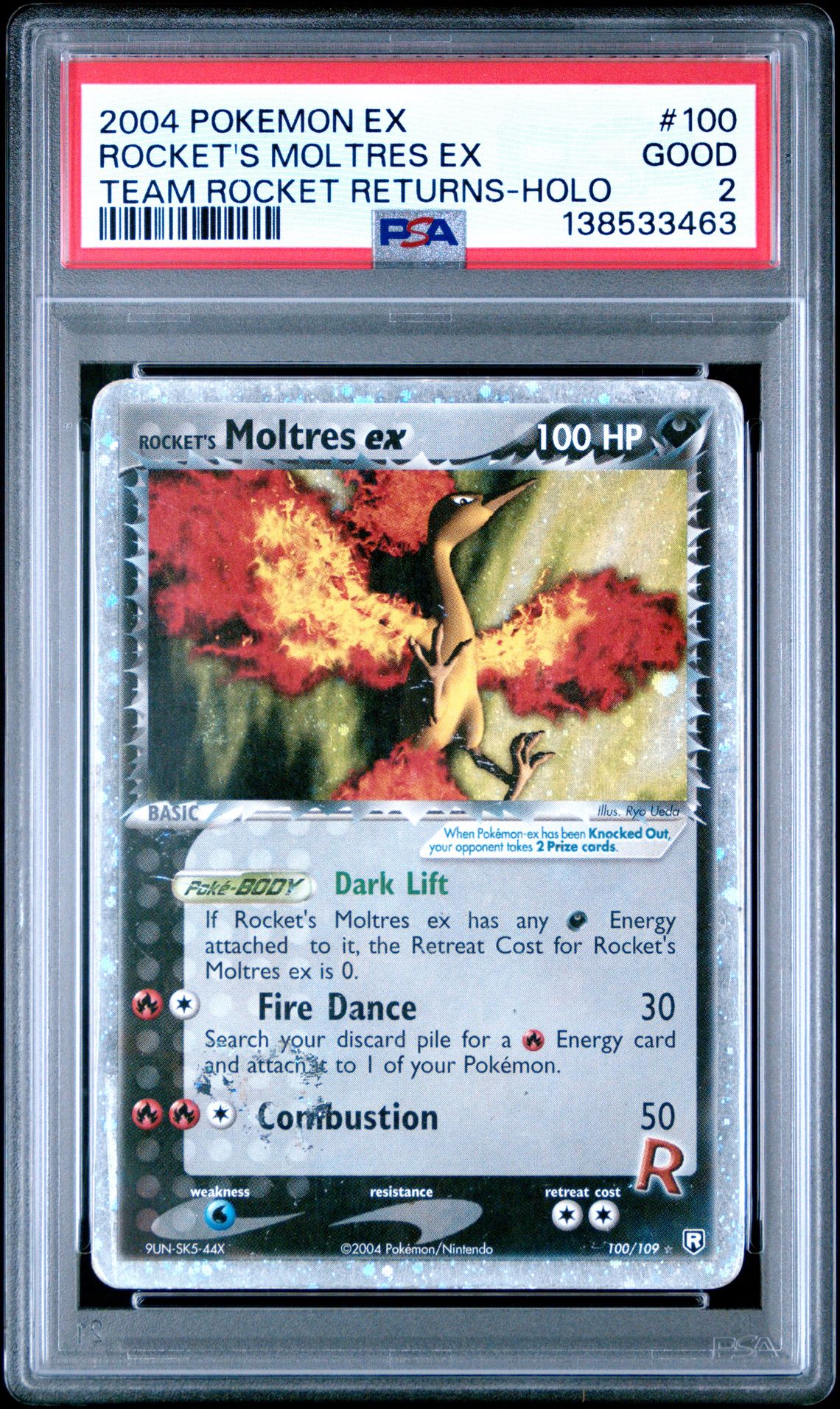 2004 Pokemon POKEMON EX TEAM ROCKET RETURNS HOLO #100 Rocket's Moltres EX front
