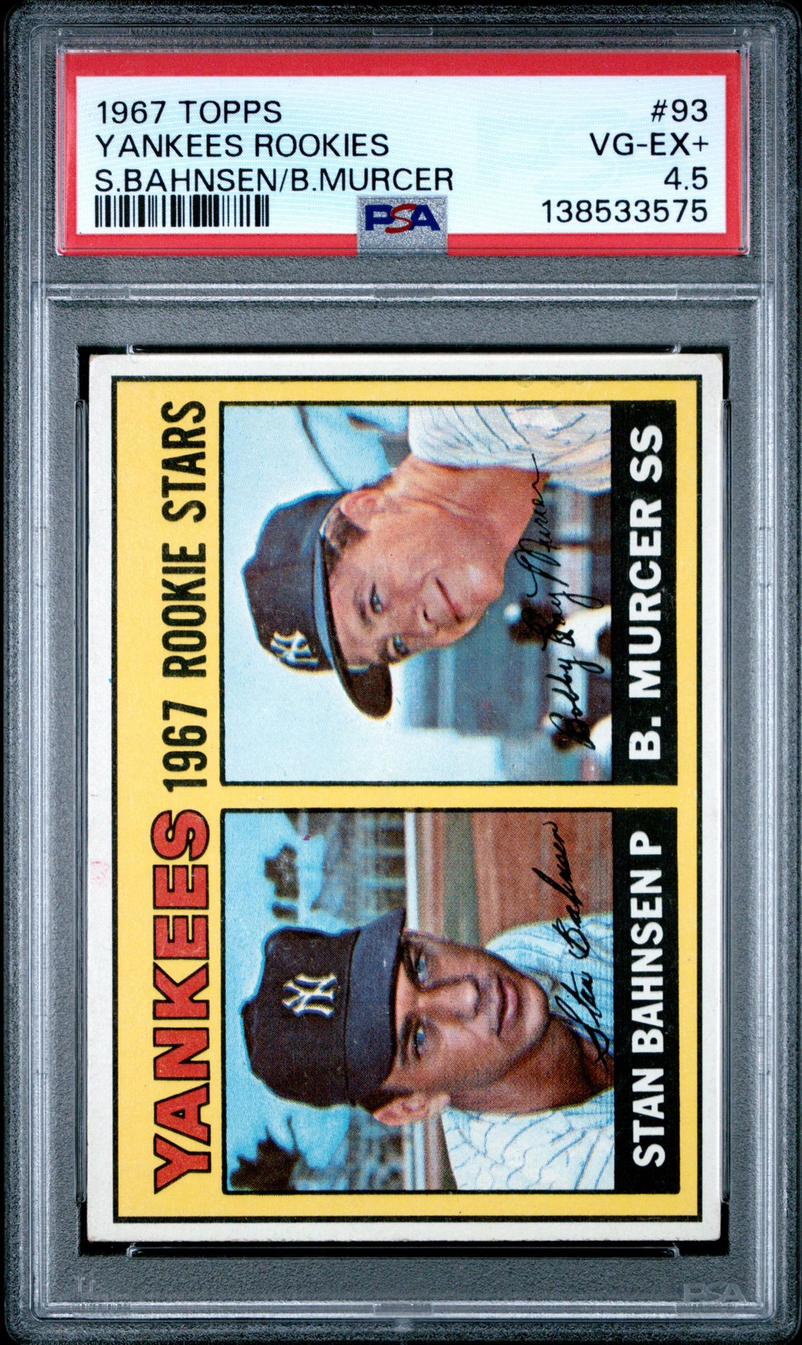 1967 Topps TOPPS S.BAHNSEN/B.MURCER #93 Yankees Rookies front
