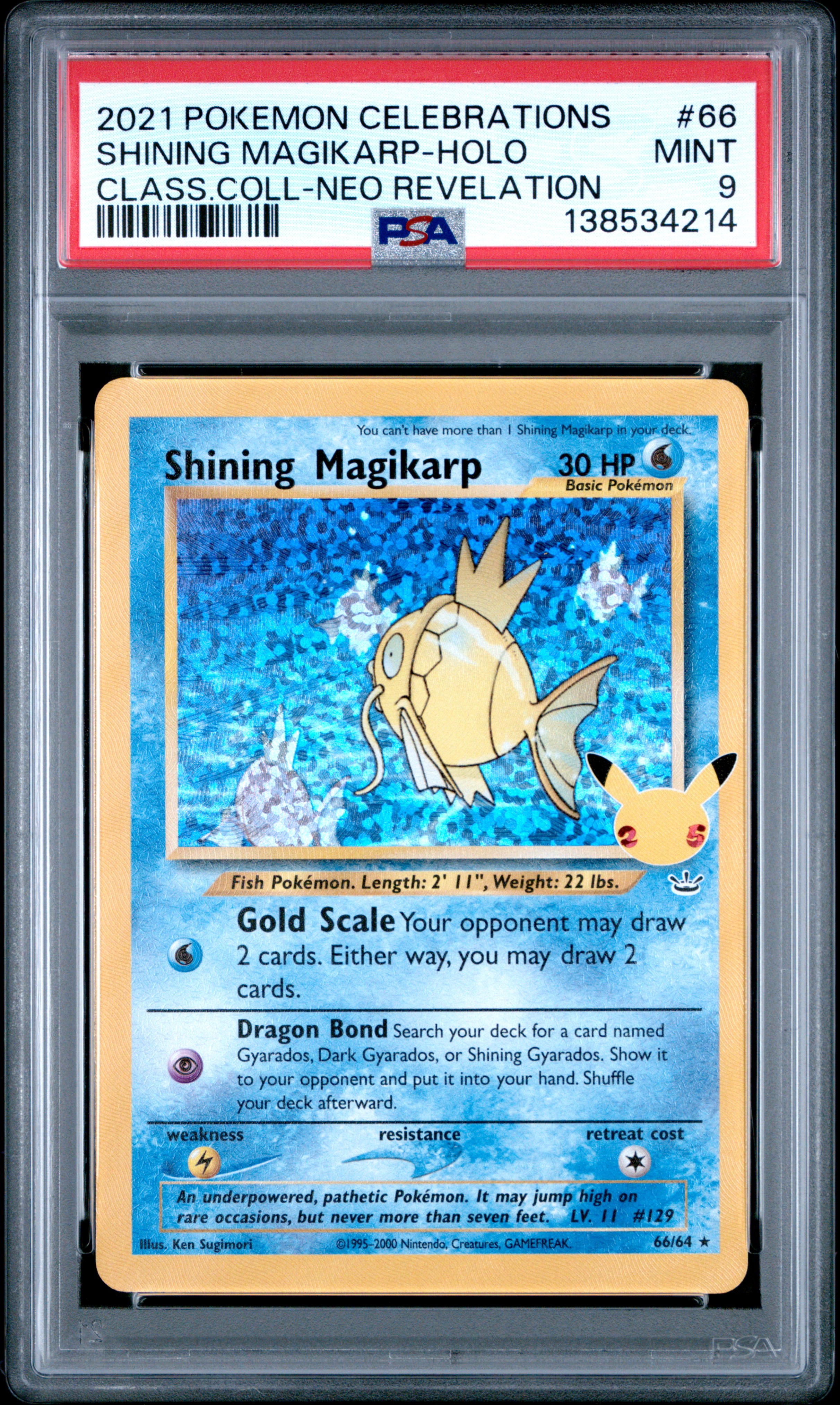 2021 #66 Shining Magikarp-Holo PSA 9 Celebrations Classic Collection Pokemon