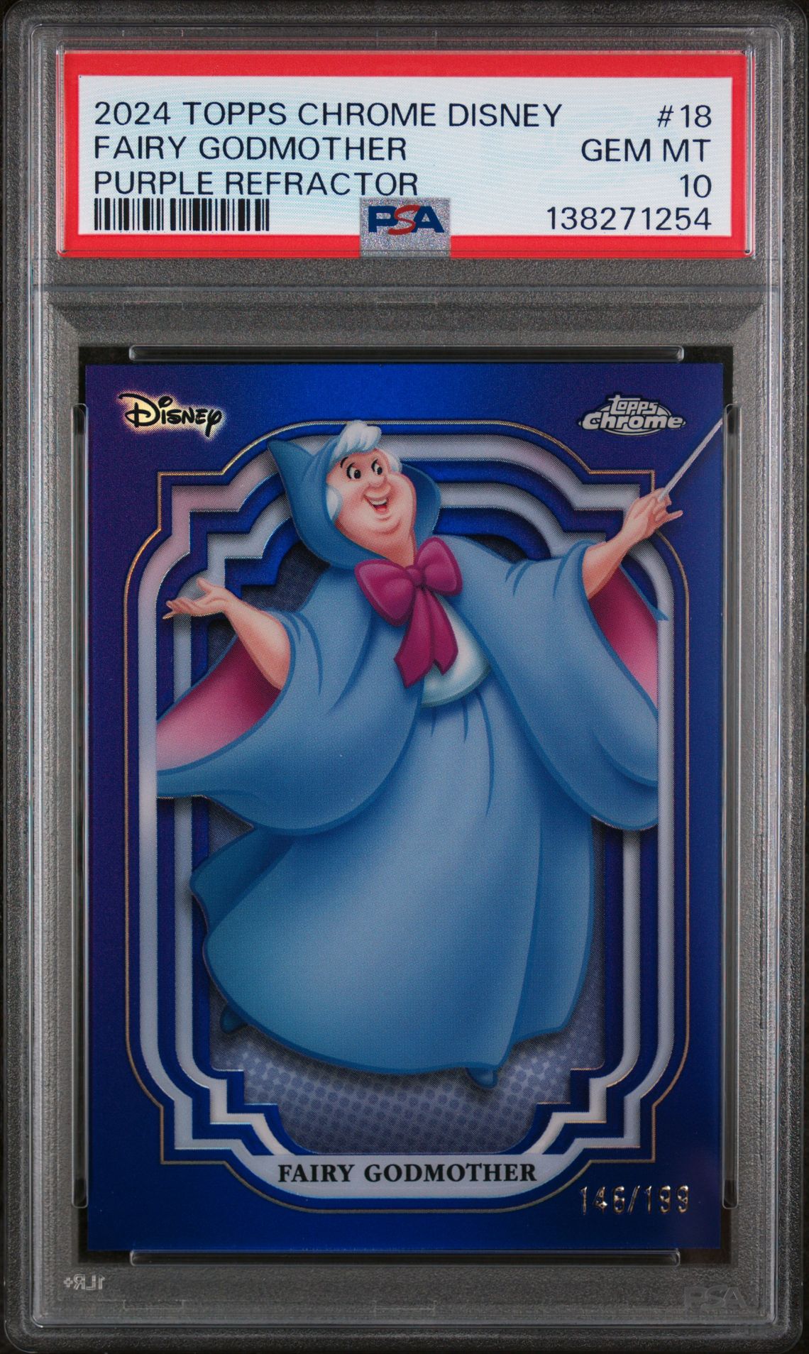 2024 Topps TOPPS CHROME DISNEY PURPLE REFRACTOR #18 Fairy Godmother front