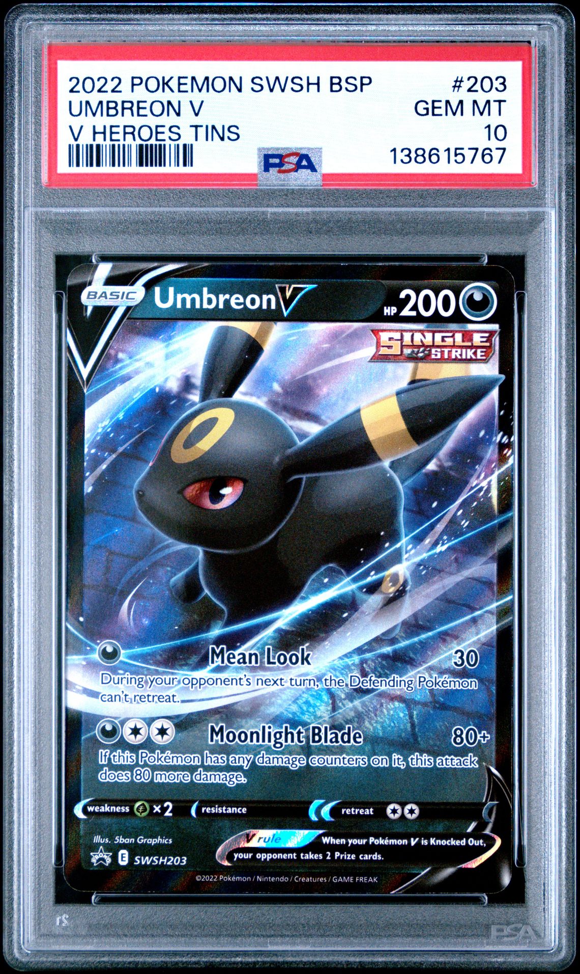 2022 Pokemon POKEMON SWSH BLACK STAR PROMO V HEROES TINS #203 Umbreon V front