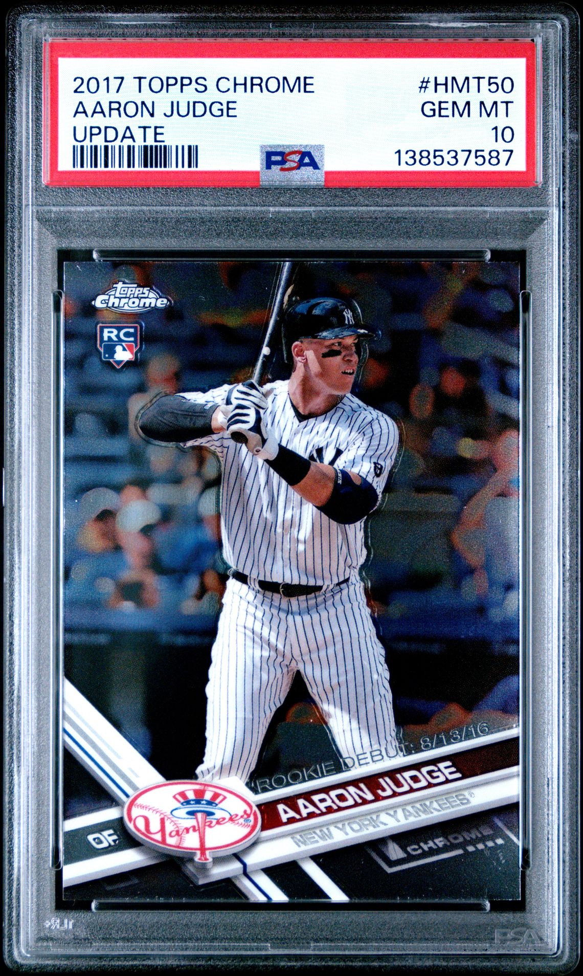 2017 Topps Chrome Update Aaron Judge #Hmt50 (Update) Gem Mt 10 front