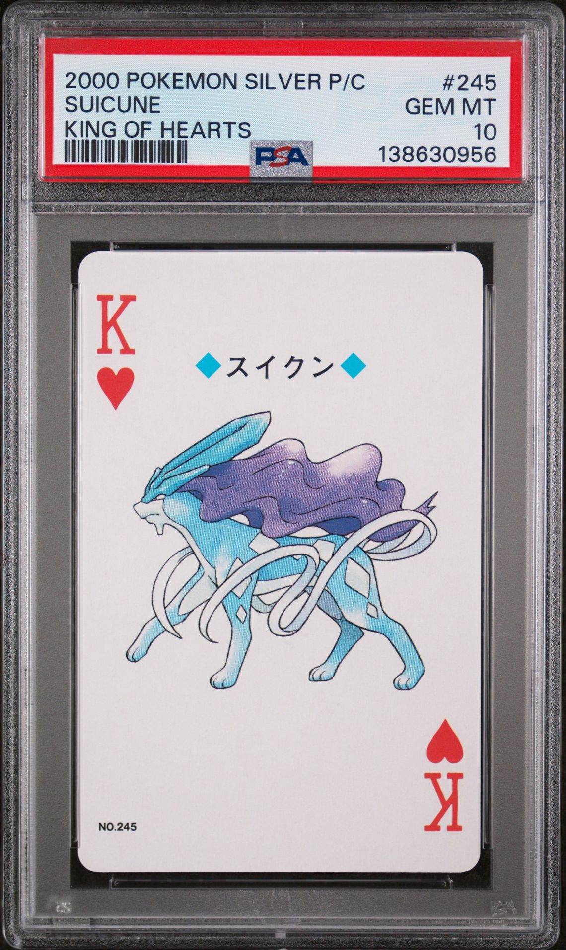 2000 Pokemon POKEMON SILVER VERSION PLAYING CARDS KING OF HEARTS #245 Suicune front