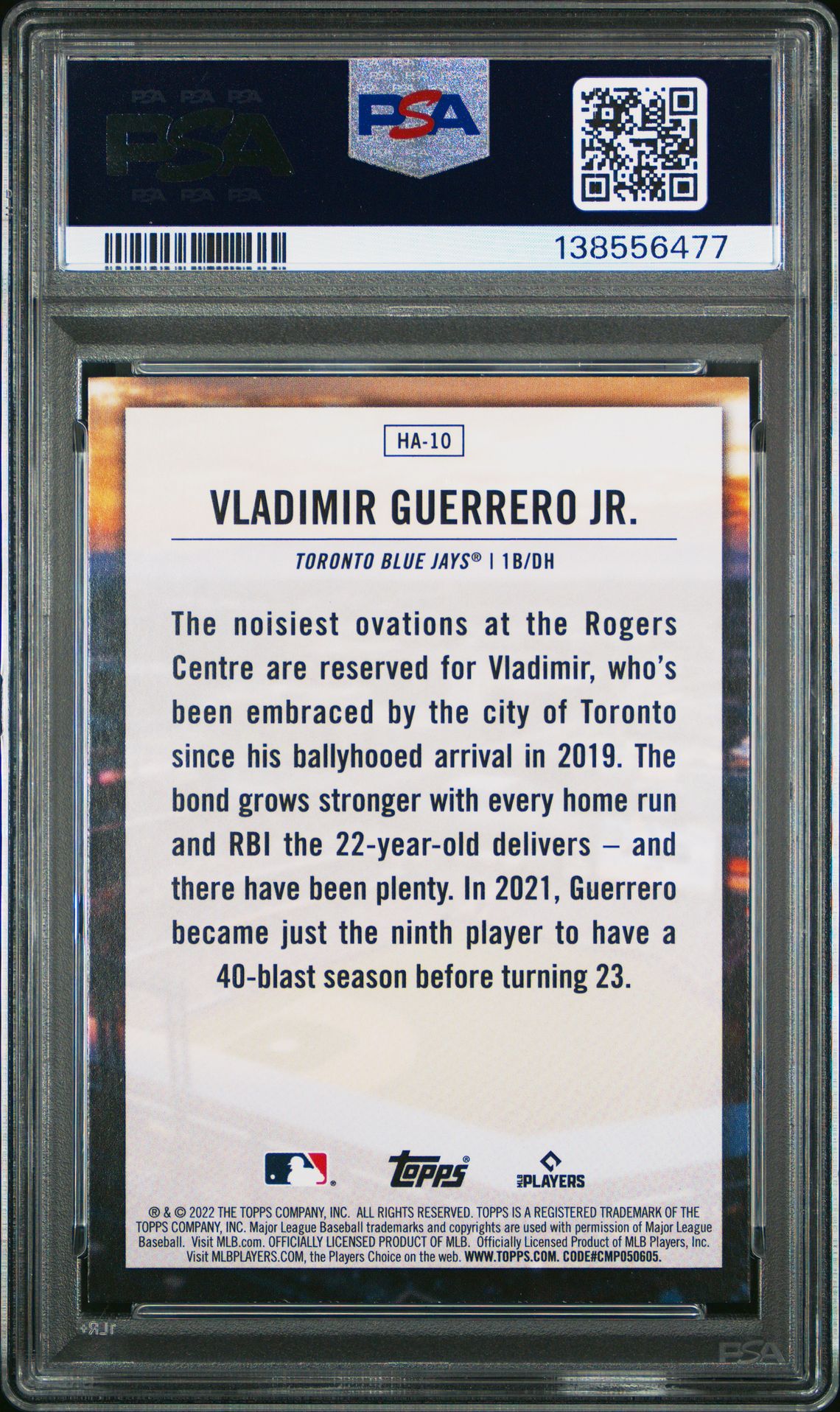 2022 Topps Home Field Advantage Vladimir Guerrero Jr. #Ha10 (Home Field Advantage) Mint 9 back