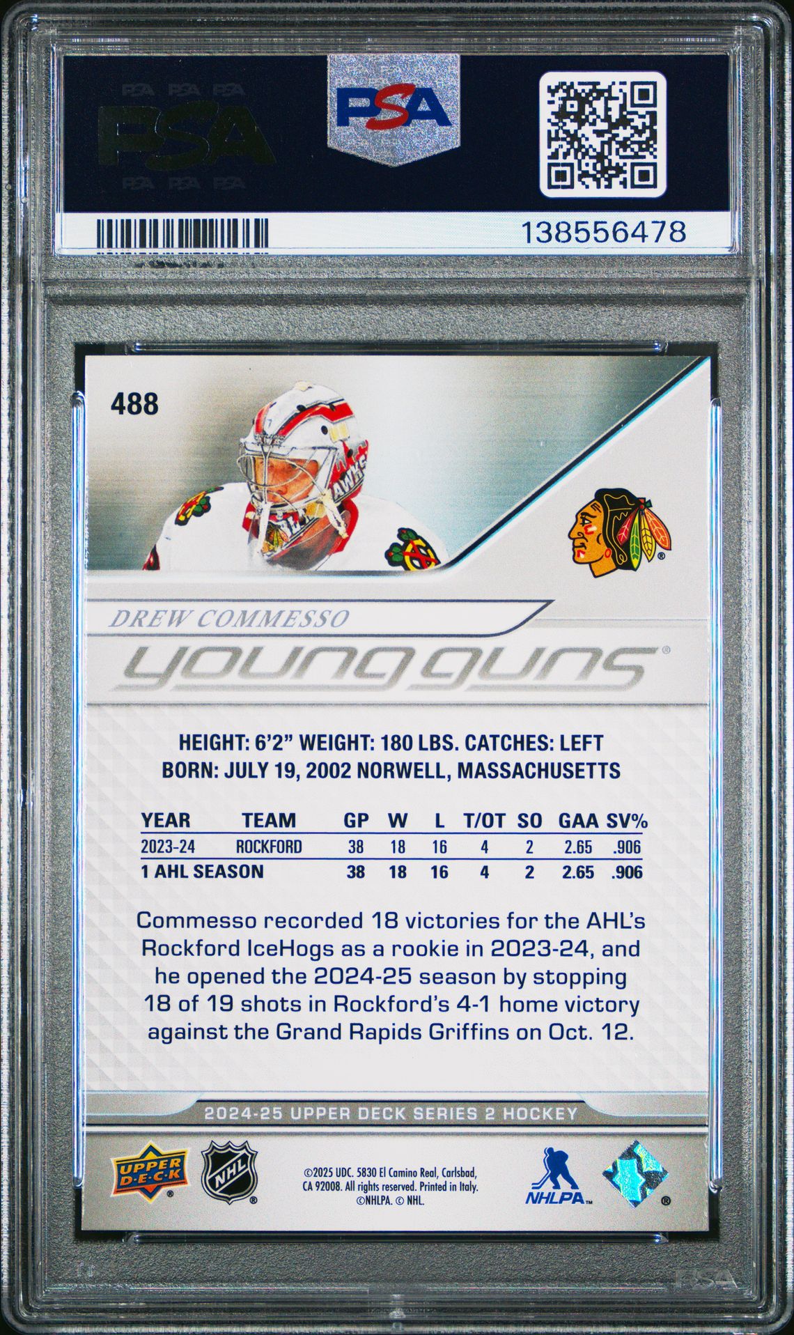 2024 Upper Deck Drew Commesso #488 Mint 9 back