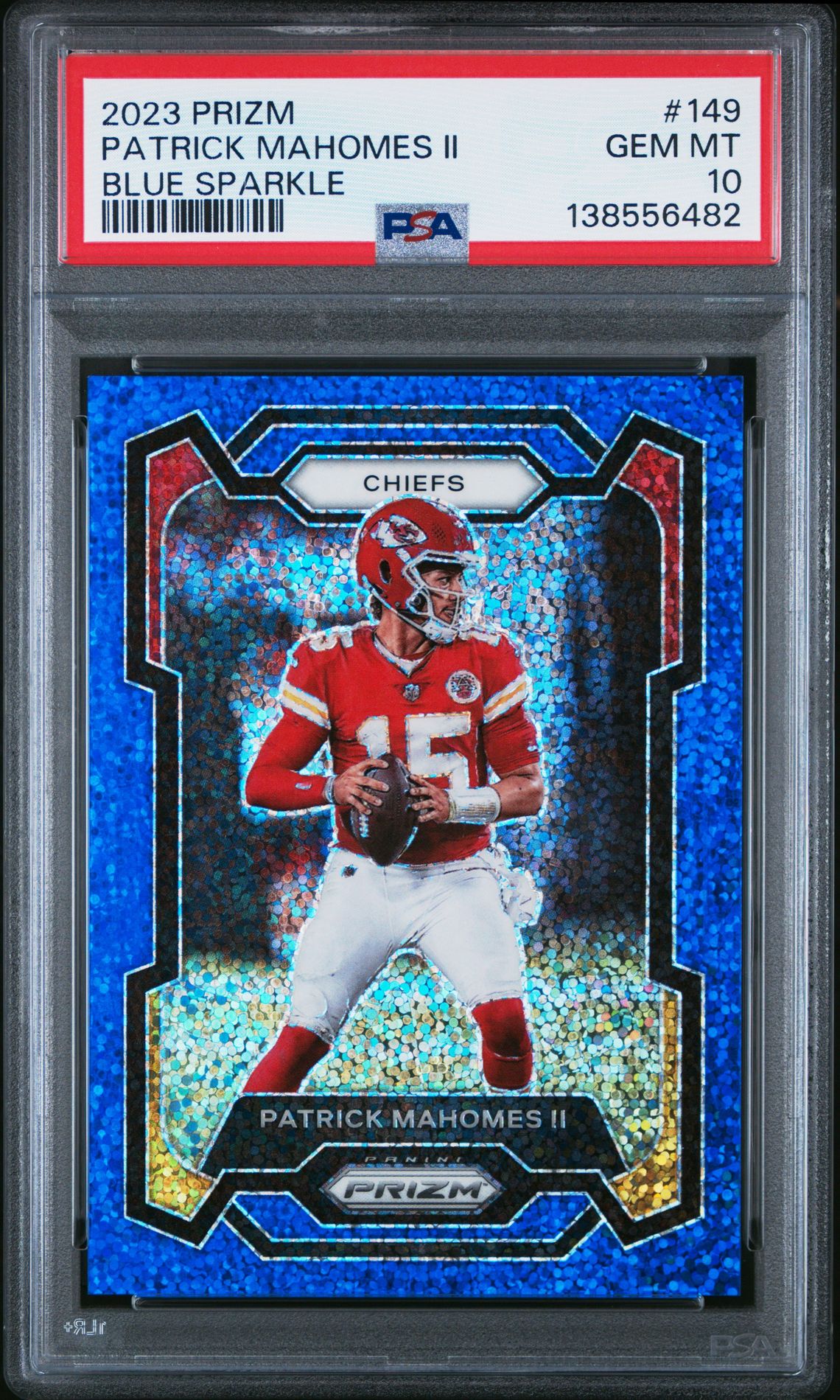 2023 Panini Prizm Patrick Mahomes Ii #149 (Blue Sparkle) Gem Mt 10 front