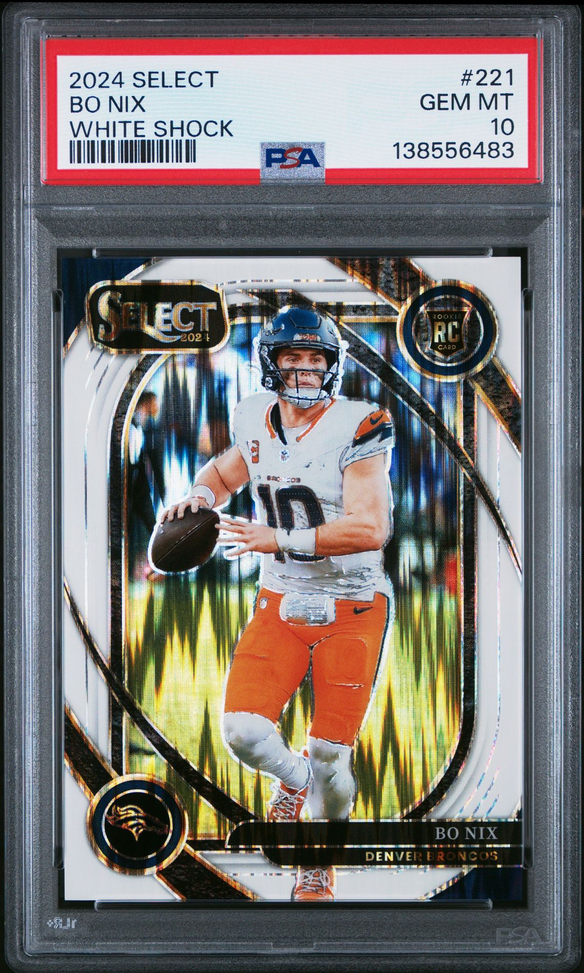 2024 Panini Select Bo Nix #221 (White Shock) Gem Mt 10 front