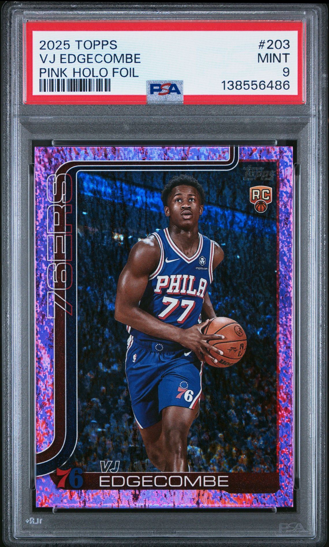 2025 Topps Vj Edgecombe #203 (Pink Holo Foil) Mint 9 front