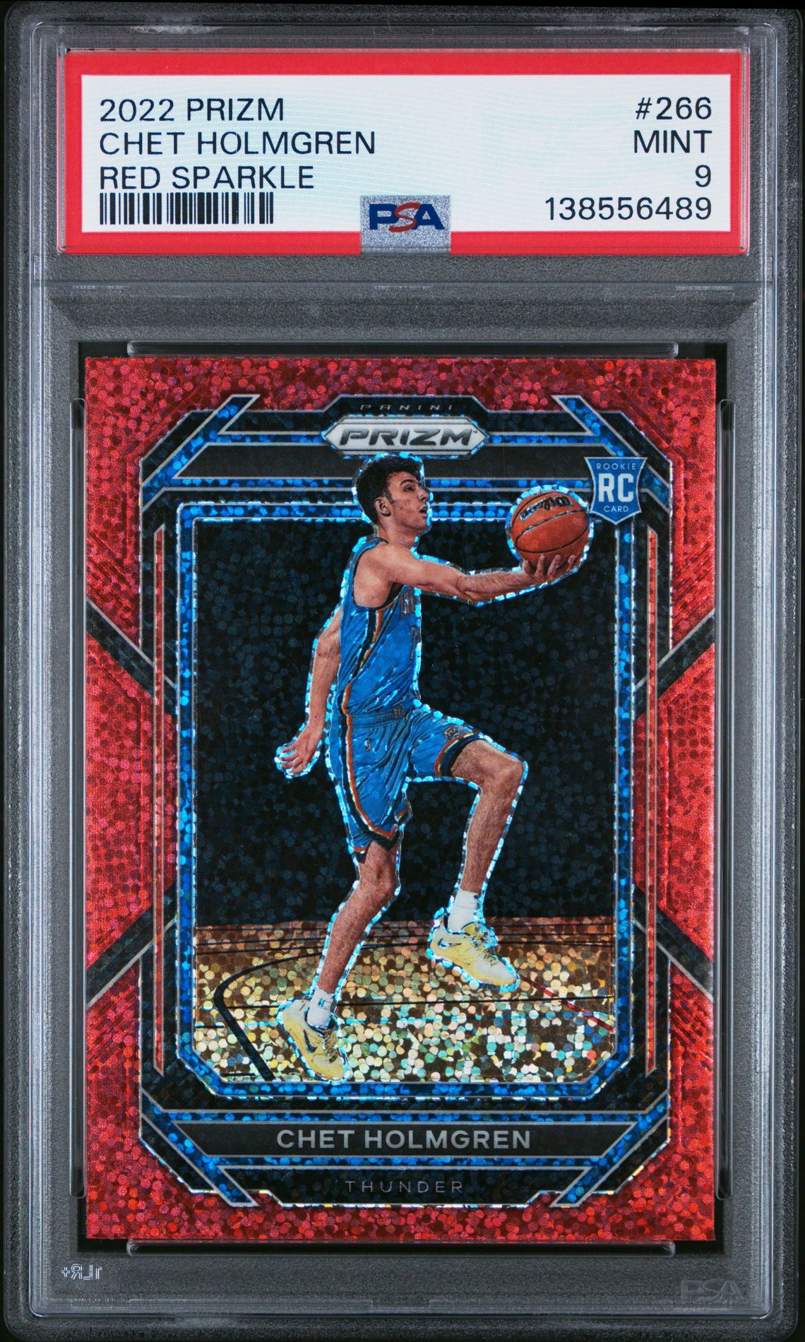 2022 Panini Prizm Chet Holmgren #266 (Red Sparkle) Mint 9 front