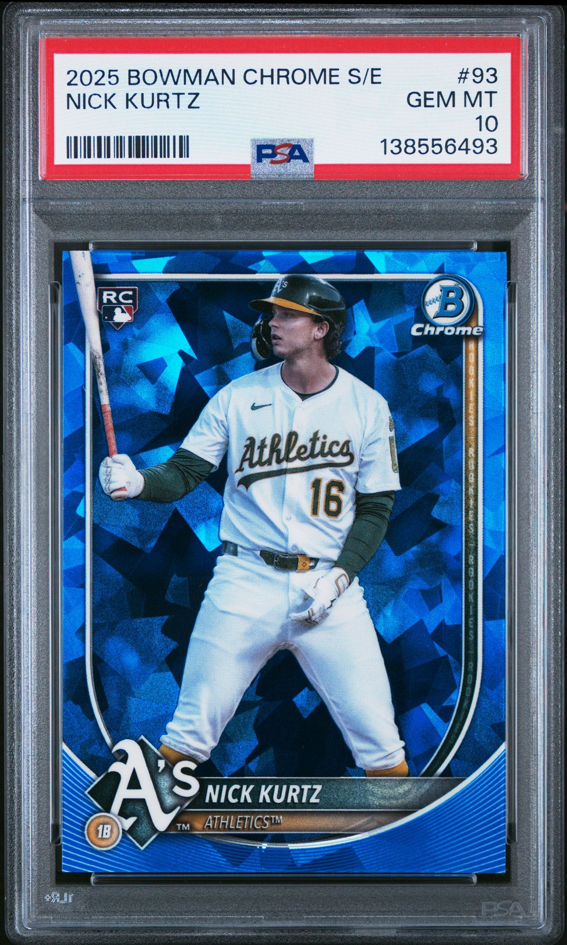 2025 Bowman Chrome Sapphire Edition Nick Kurtz #93 Gem Mt 10 front
