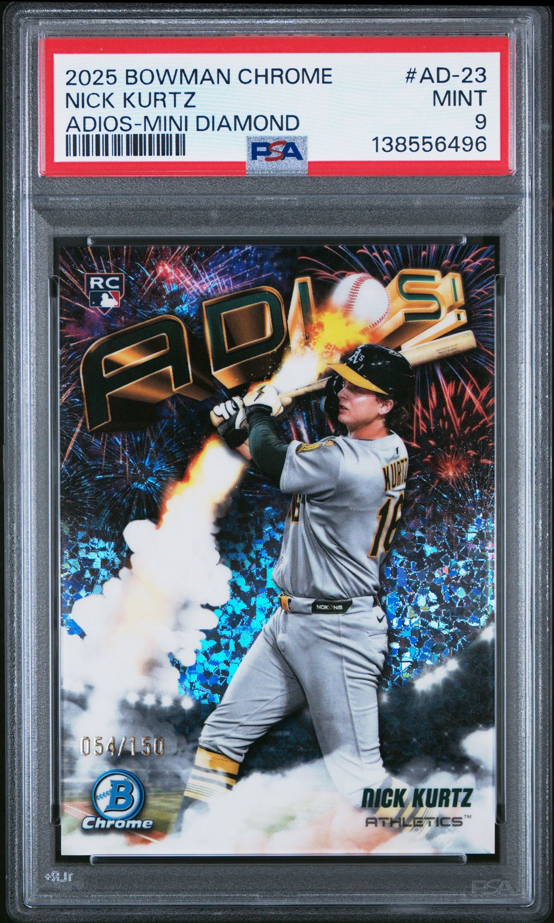2025 Bowman Chrome Adios Nick Kurtz #Ad-23 (Adios-Mini Diamond) Mint 9 front