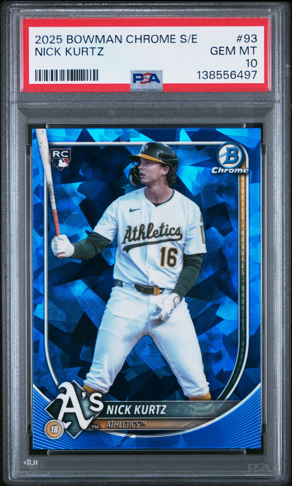 2025 Bowman Chrome Sapphire Edition Nick Kurtz #93 Gem Mt 10 front