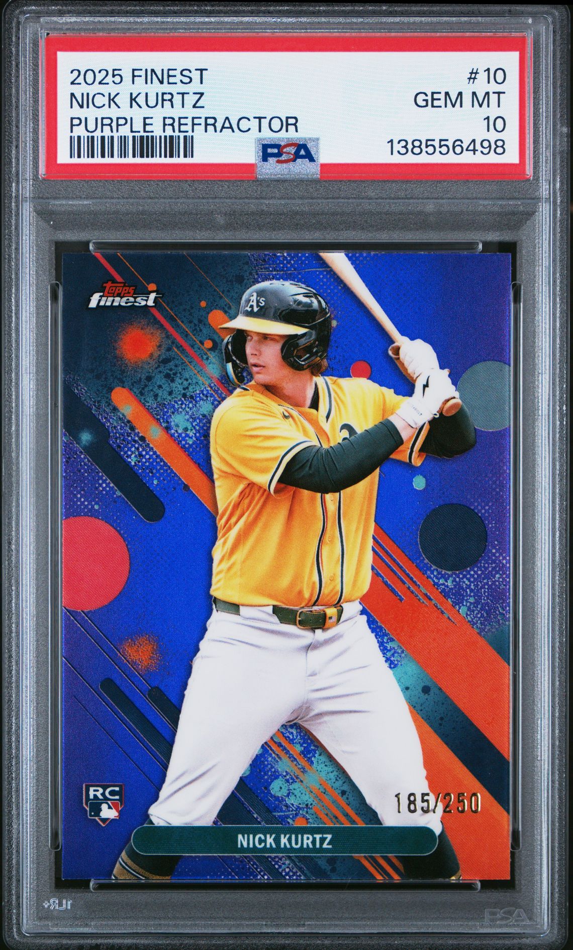 2025 Topps Finest Nick Kurtz #10 (Purple Refractor) Gem Mt 10 front