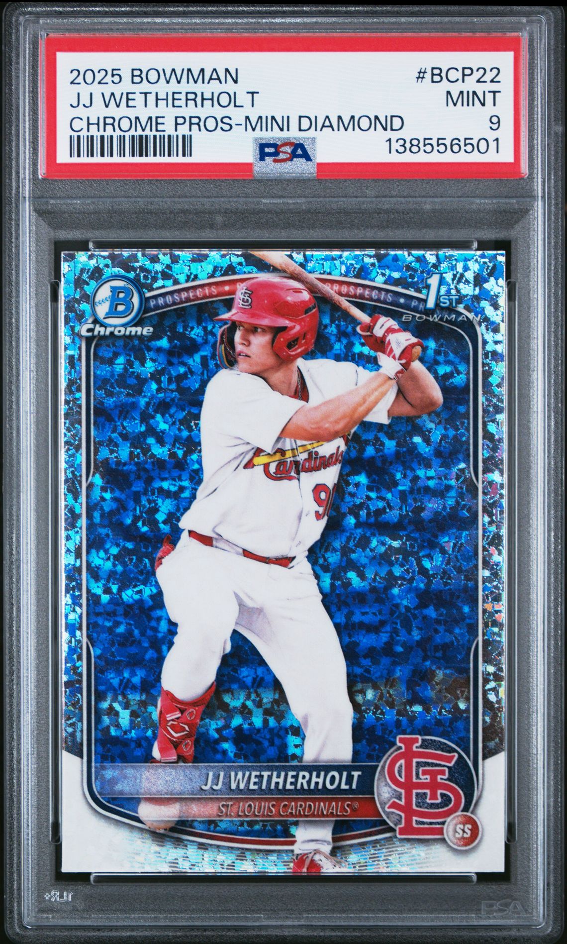 2025 Bowman Chrome Prospects Jj Wetherholt #Bcp22 (Chrome Pros-Mini Diamond) Mint 9 front