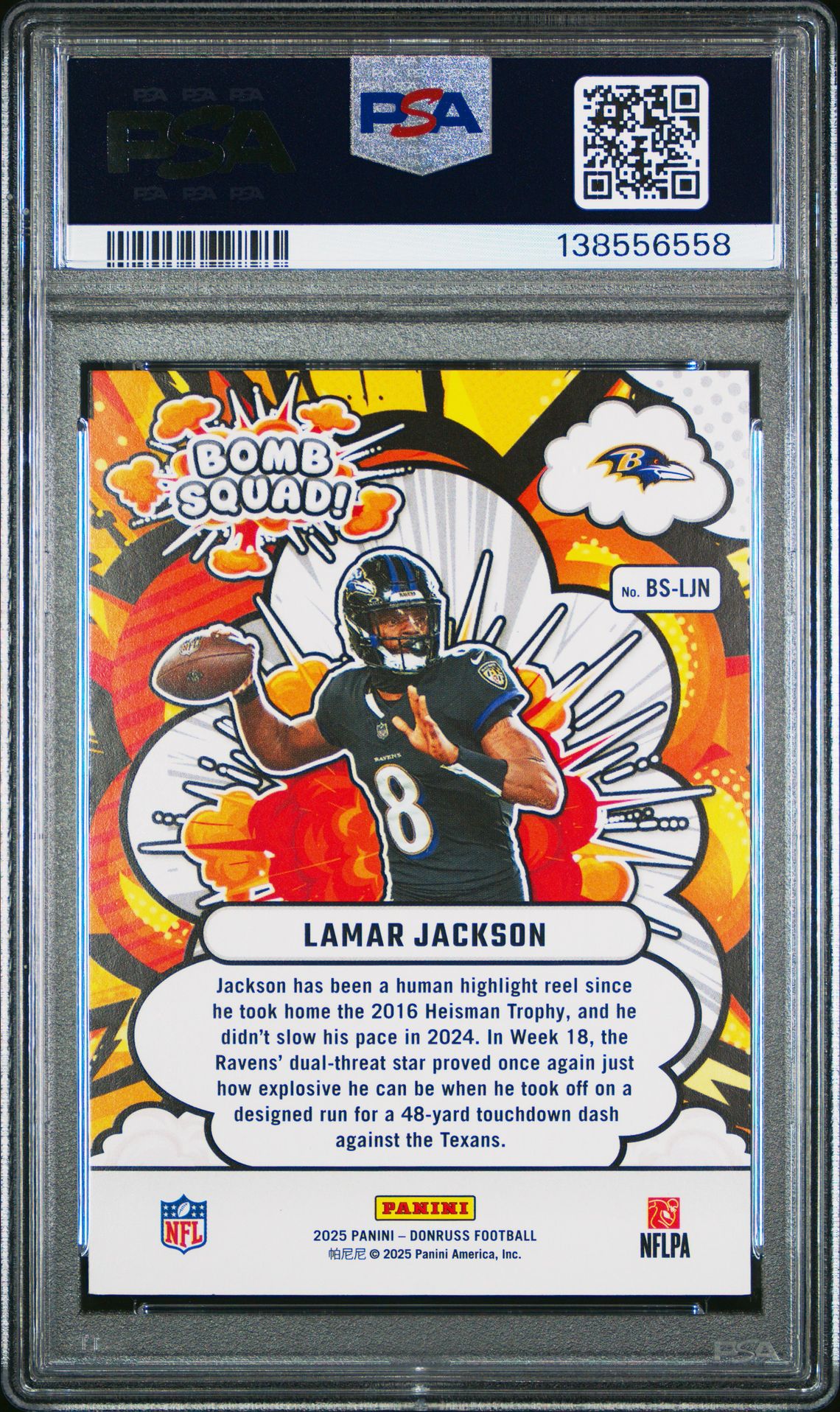 2025 Panini Donruss Bomb Squad Lamar Jackson #Bs-Ljn Mint 9 back