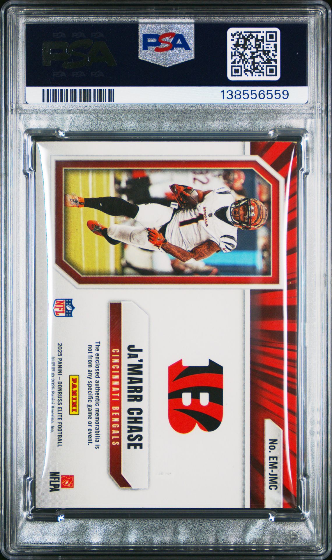 2025 Panini Donruss Elite Epic Materials Ja'marr Chase #Emjmc (Epic Material-Prime) Ex 5 back