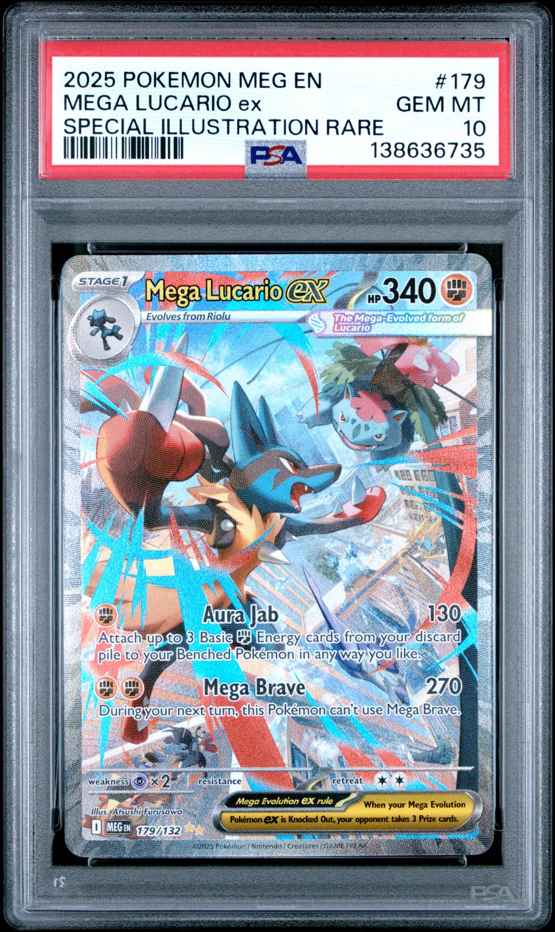 2025 Pokemon Meg En-Mega Evolution Mega Lucario Ex #179 (Special Illustration Rare) Gem Mt 10 front