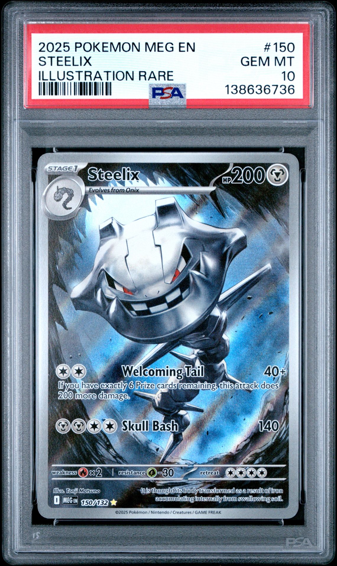 2025 Pokemon Meg En-Mega Evolution Steelix #150 (Illustration Rare) Gem Mt 10 front