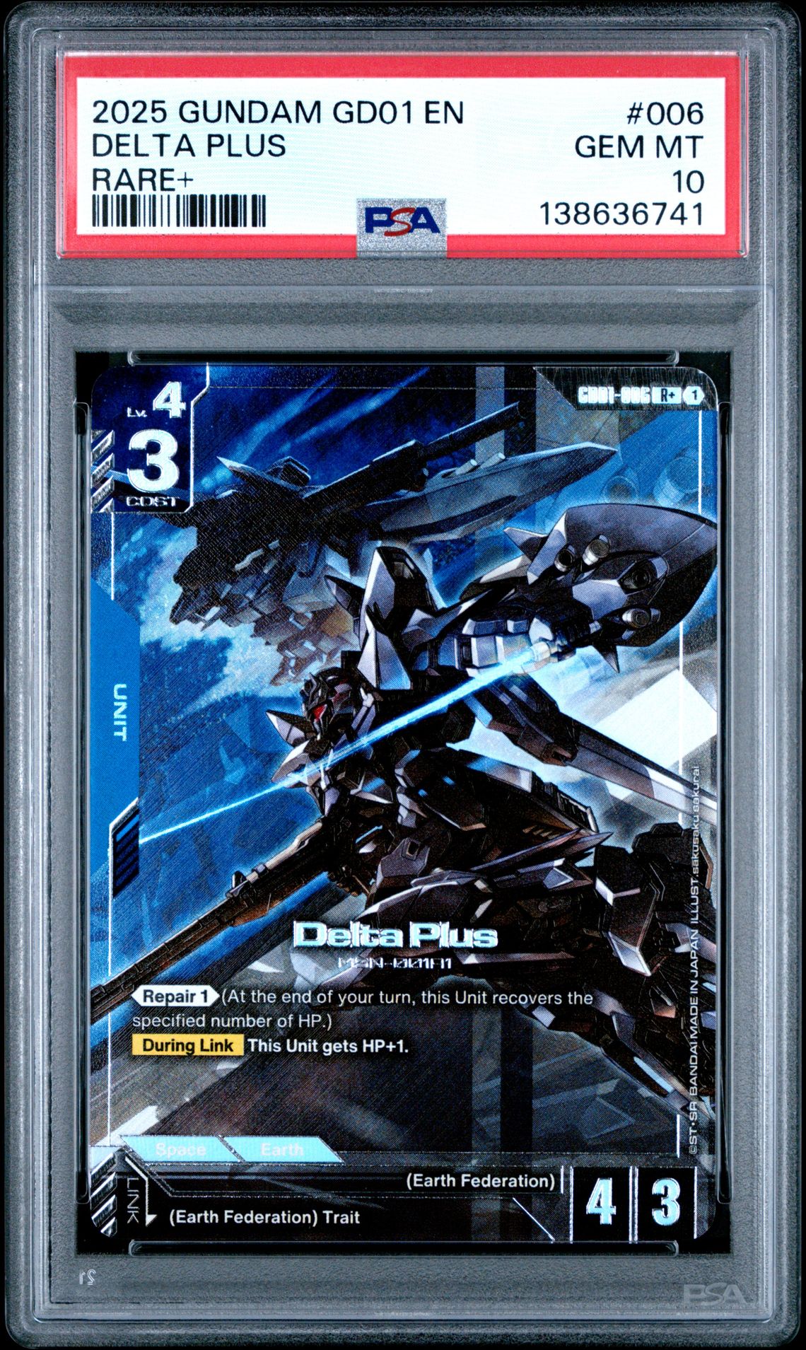 2025 Gundam Newtype Rising Delta Plus #006 (Rare+) Gem Mt 10 front