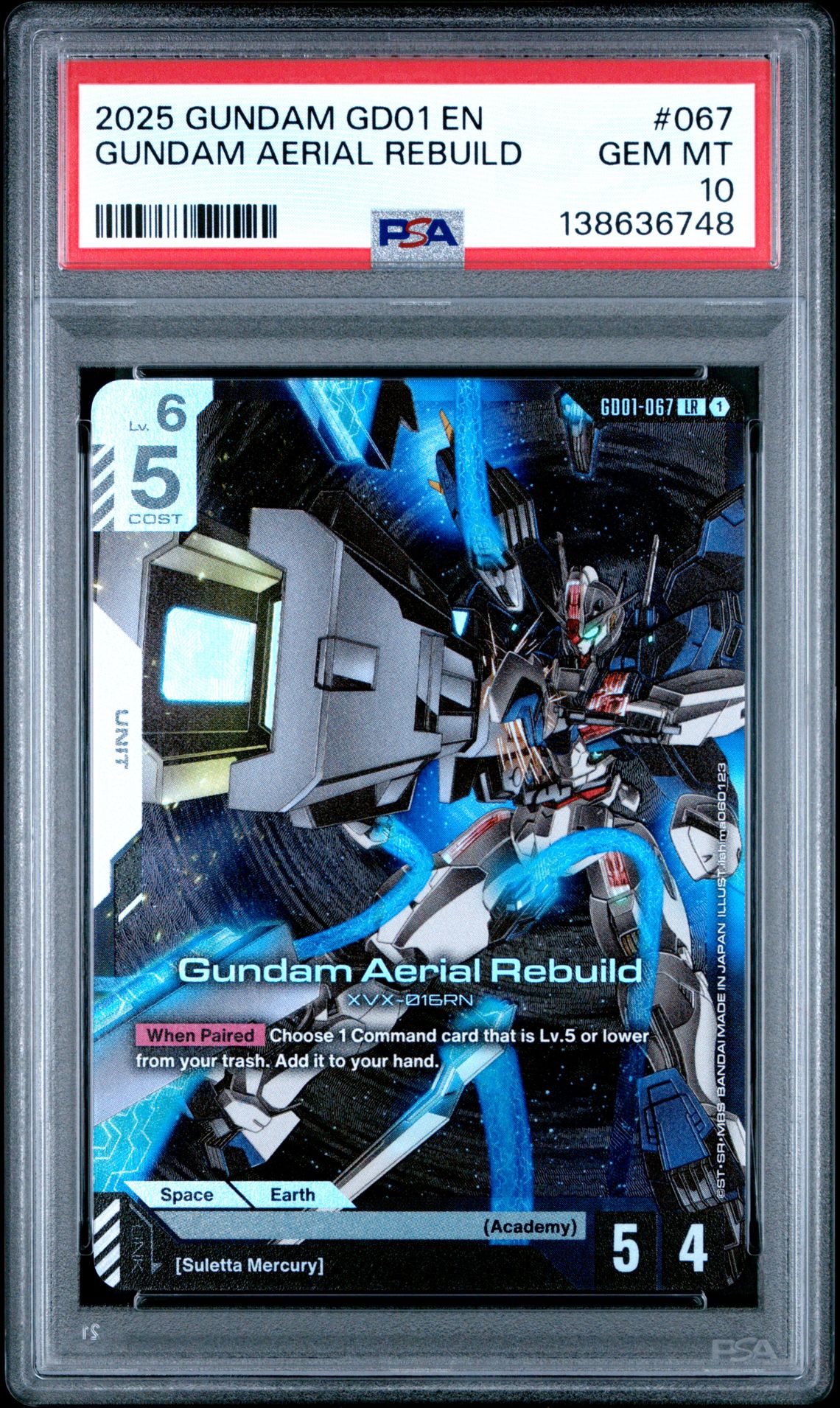 2025 Gundam Newtype Rising Gundam Aerial Rebuild #067 Gem Mt 10 front
