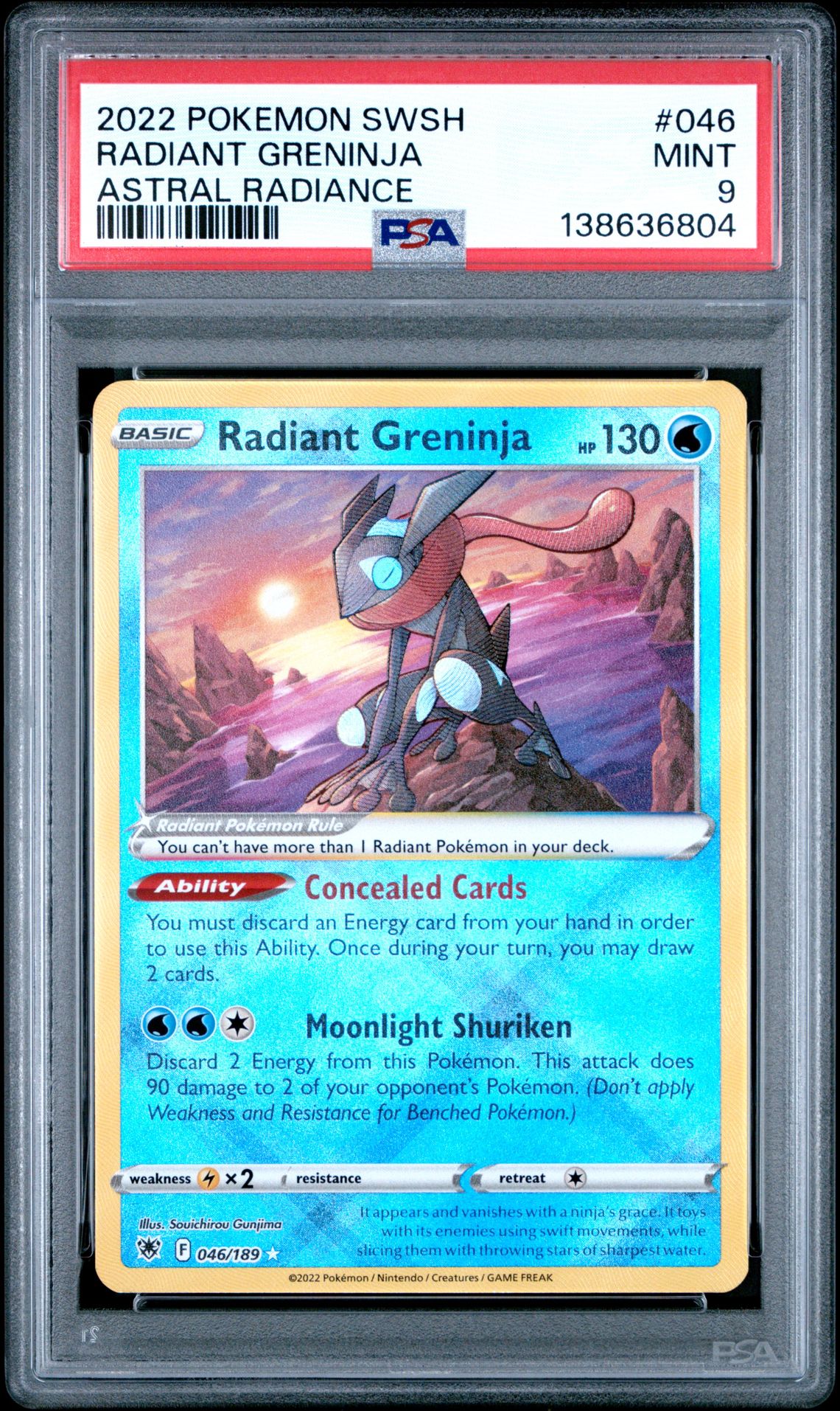 2022 Pokemon Sword & Shield Astral Radiance Radiant Greninja #046 (Astral Radiance) Mint 9 front