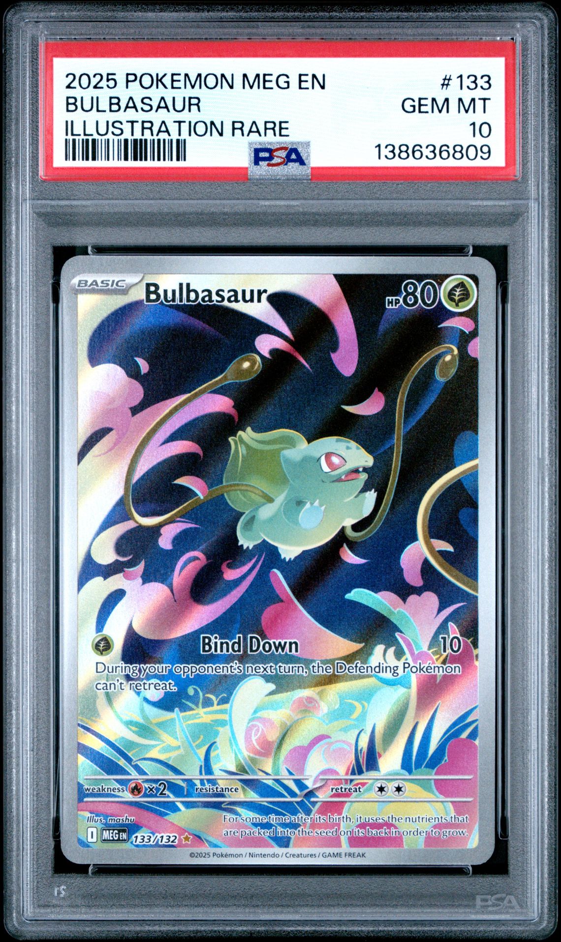 2025 Pokemon Meg En-Mega Evolution Bulbasaur #133 (Illustration Rare) Gem Mt 10 front