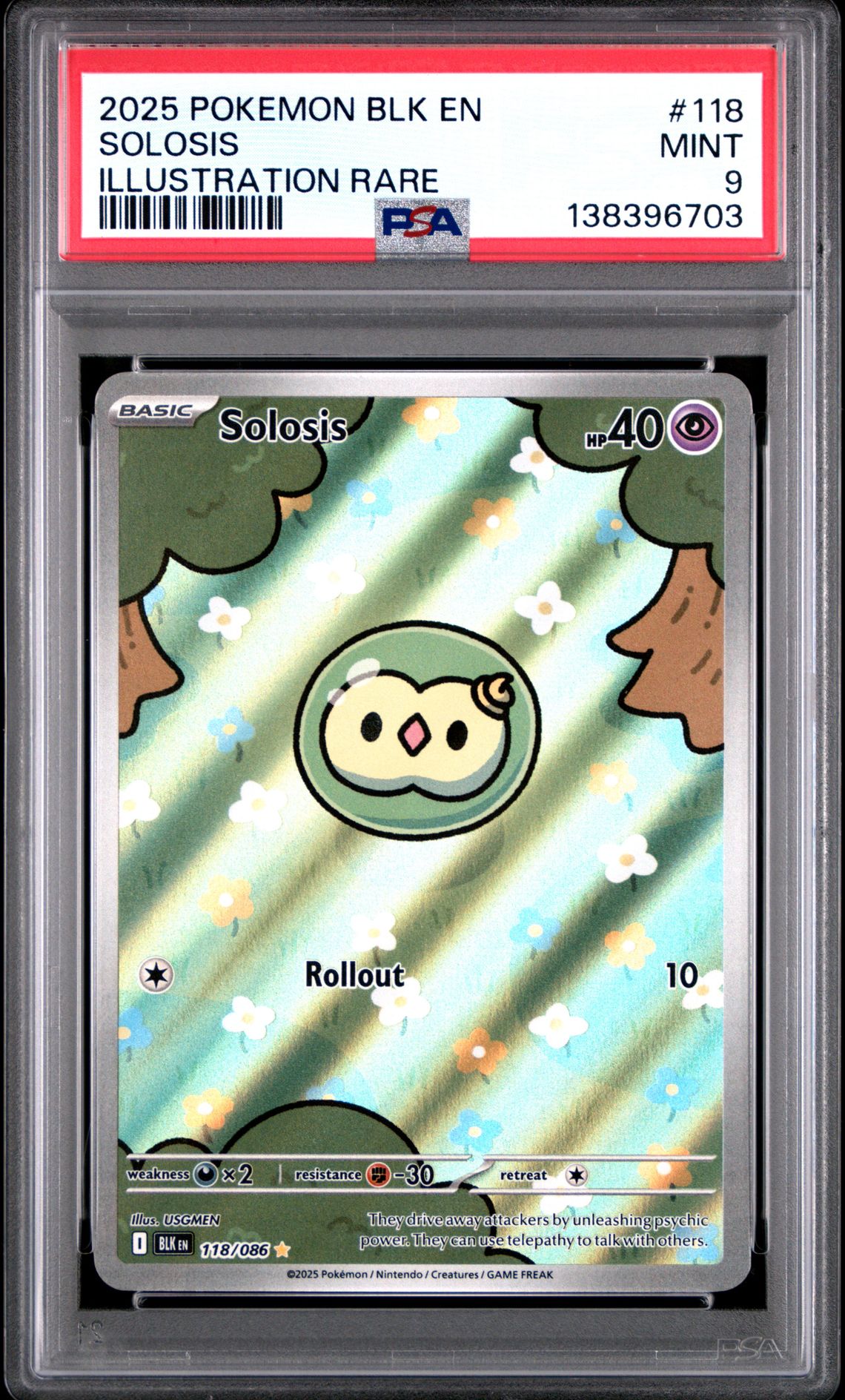 2025 Pokemon Blk En-Black Bolt Solosis #118 (Illustration Rare) Mint 9 front