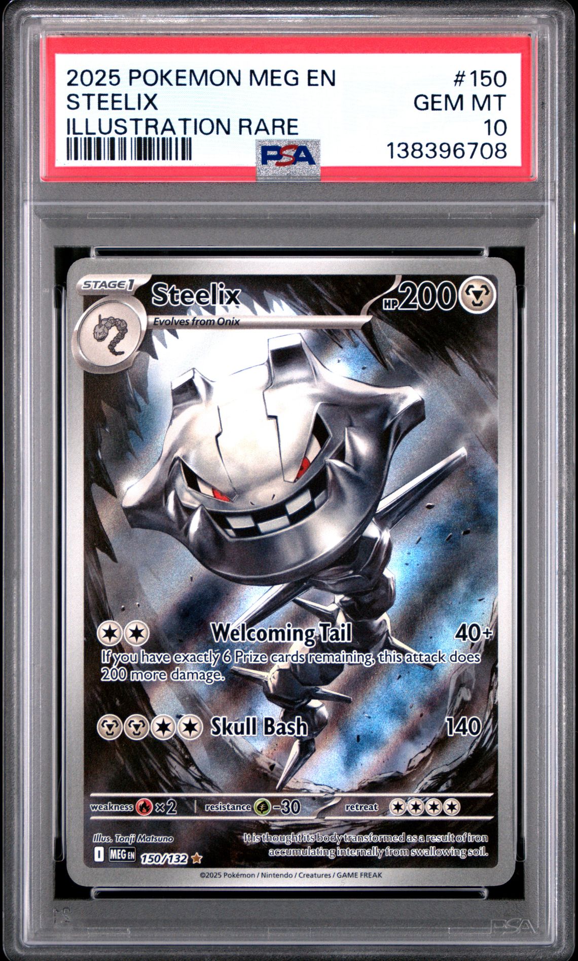 2025 Pokemon Meg En-Mega Evolution Steelix #150 (Illustration Rare) Gem Mt 10 front