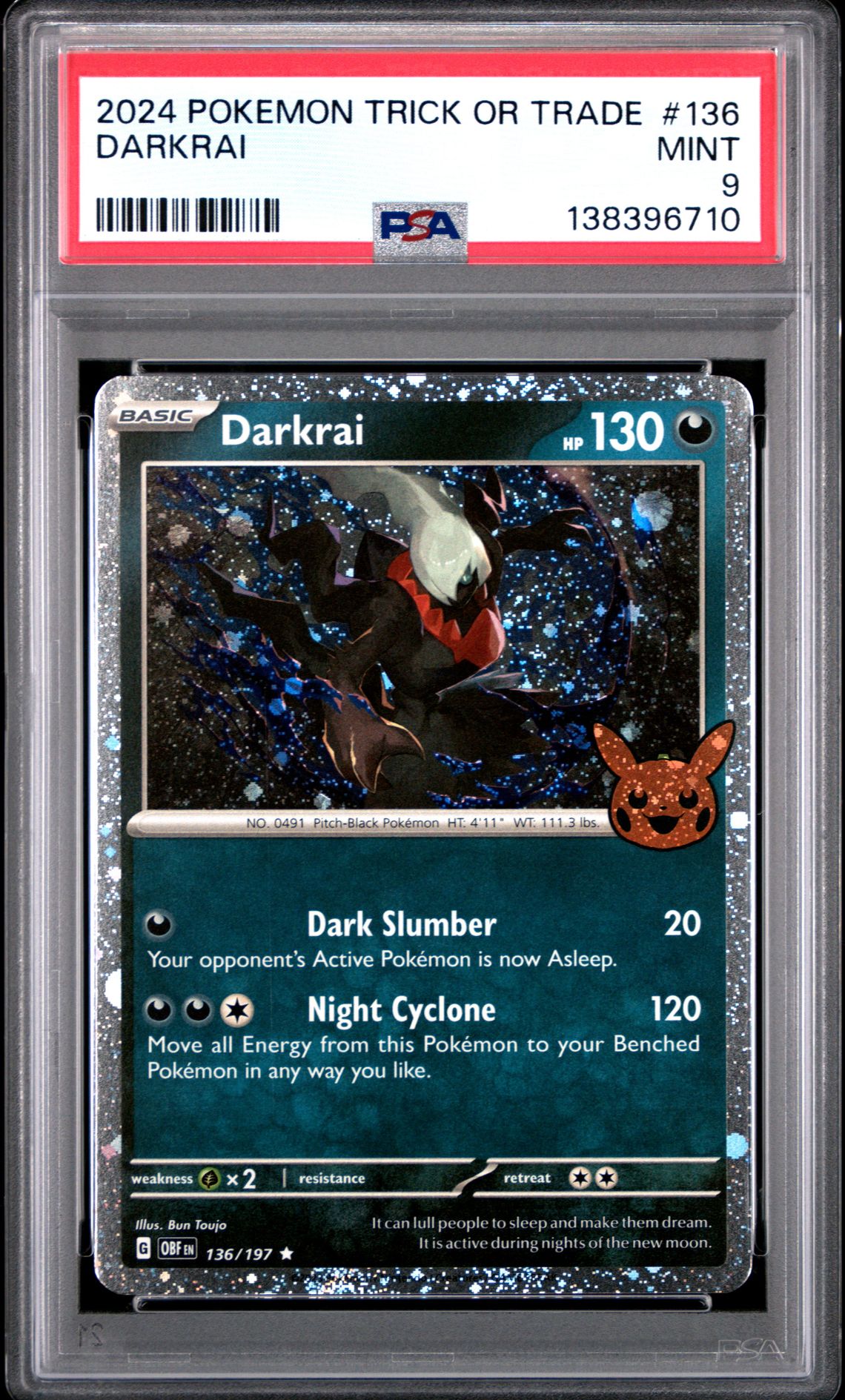2024 Pokemon Trick Or Trade Darkrai #136 Mint 9 front