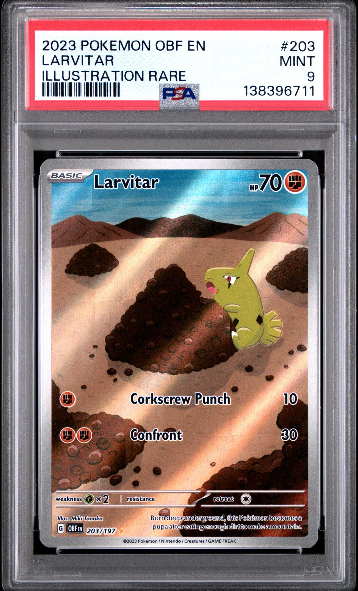 2023 Pokemon Obf En-Obsidian Flames Larvitar #203 (Illustration Rare) Mint 9 front