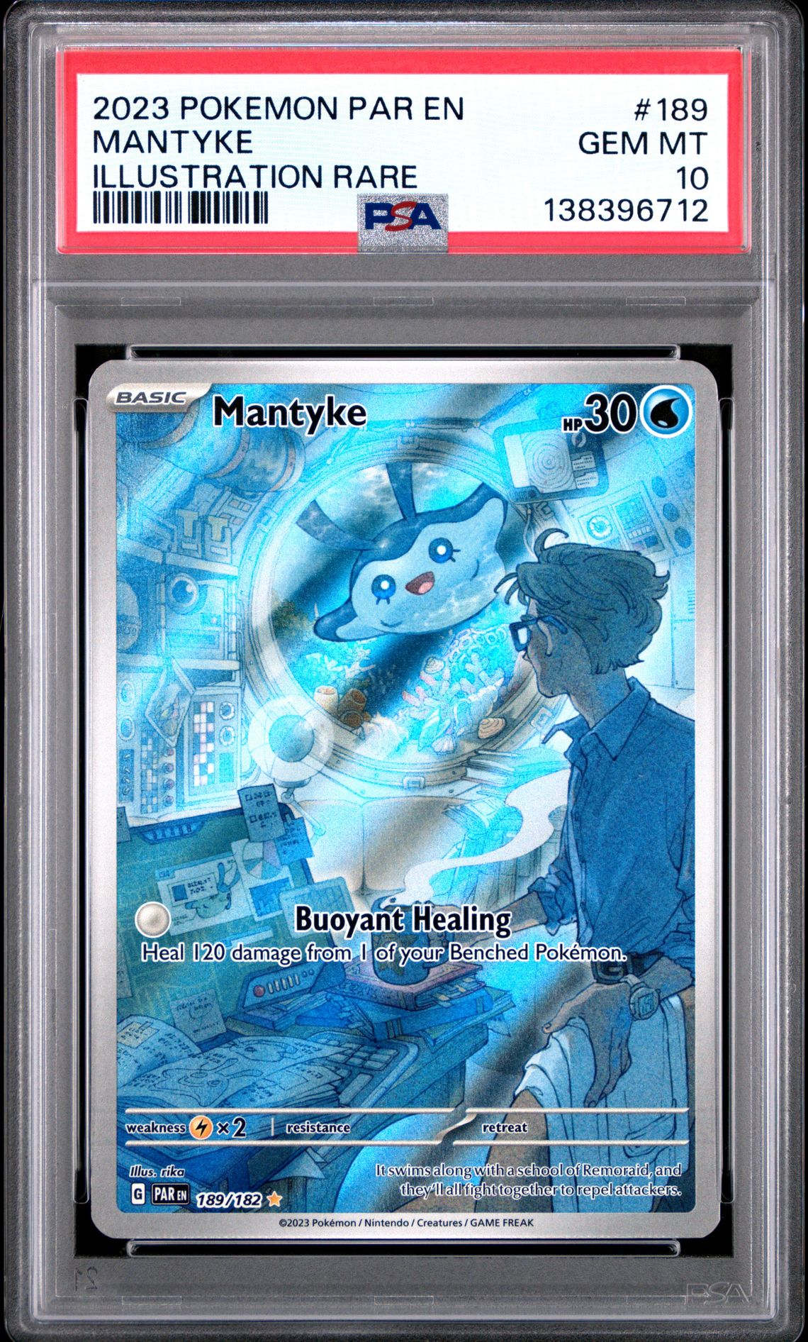 2023 Pokemon Par En-Paradox Rift Mantyke #189 (Illustration Rare) Gem Mt 10 front