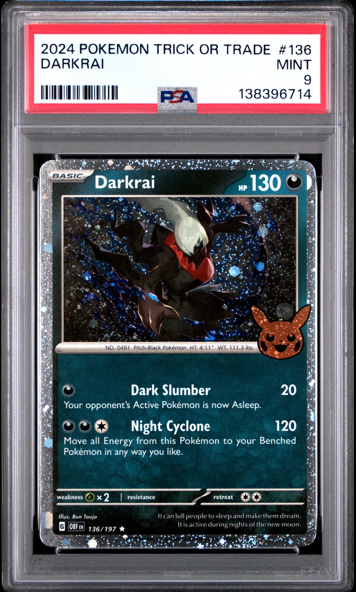 2024 Pokemon Trick Or Trade Darkrai #136 Mint 9 front