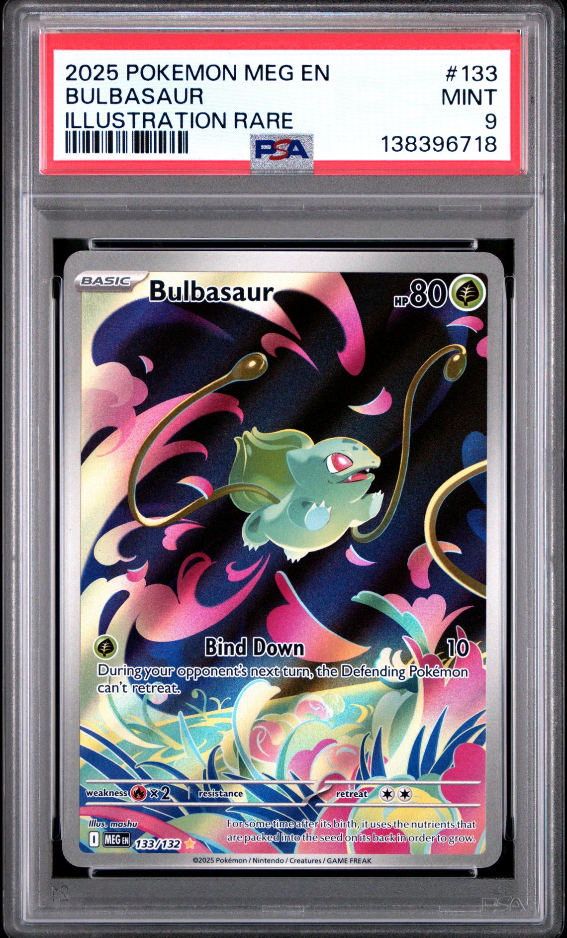 2025 Pokemon Meg En-Mega Evolution Bulbasaur #133 (Illustration Rare) Mint 9 front